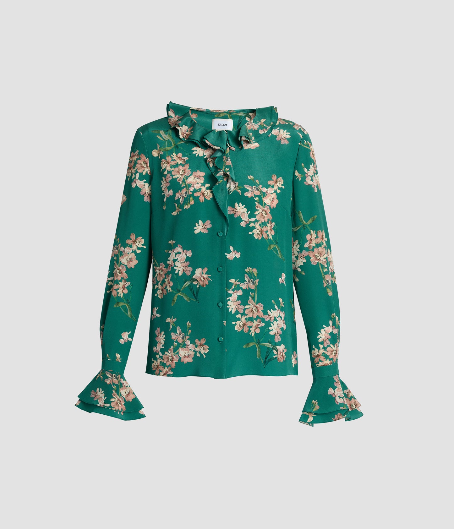 Floral Crepe De Chine Long Sleeve Shirt