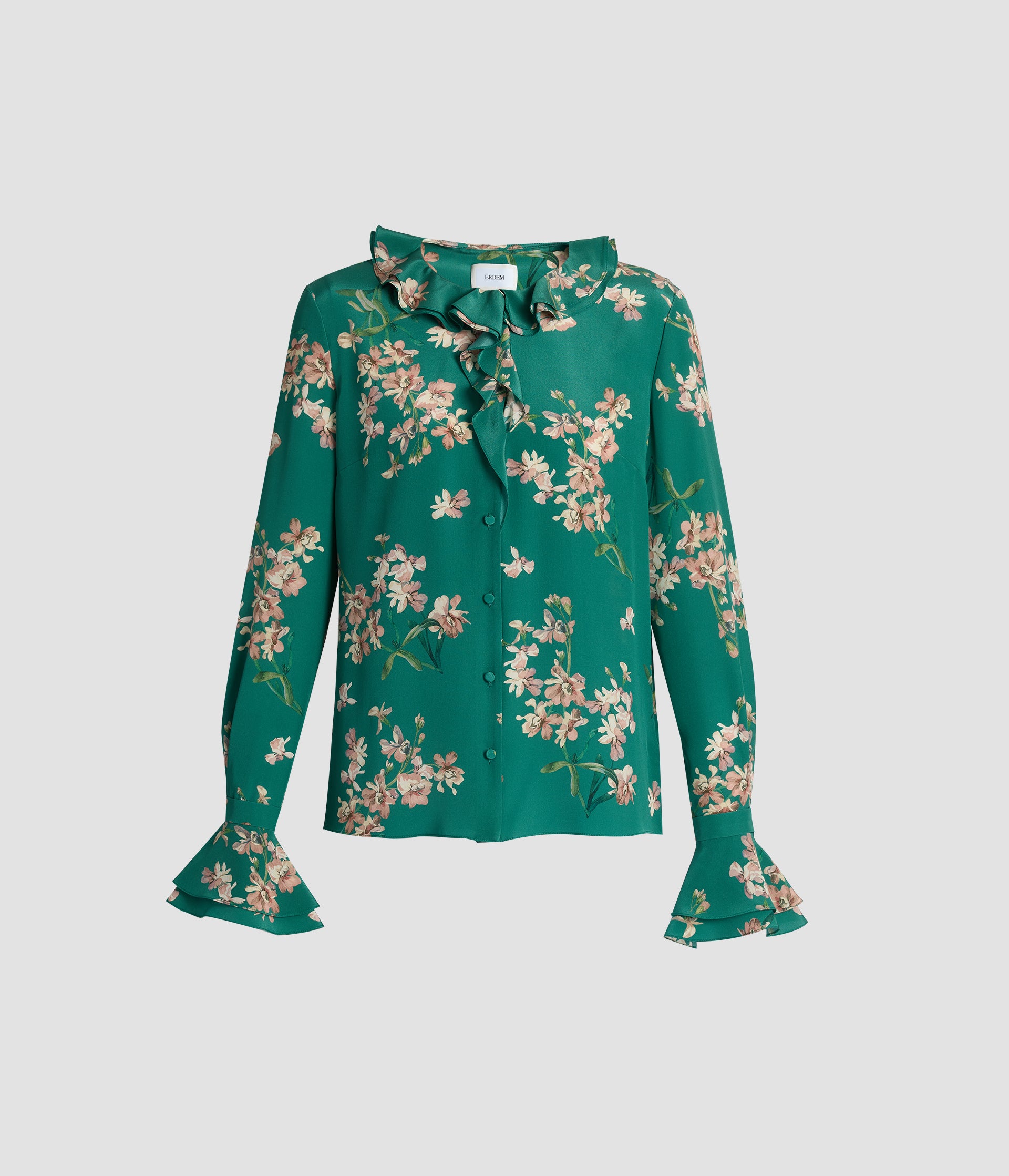 Floral Crepe De Chine Long Sleeve Shirt