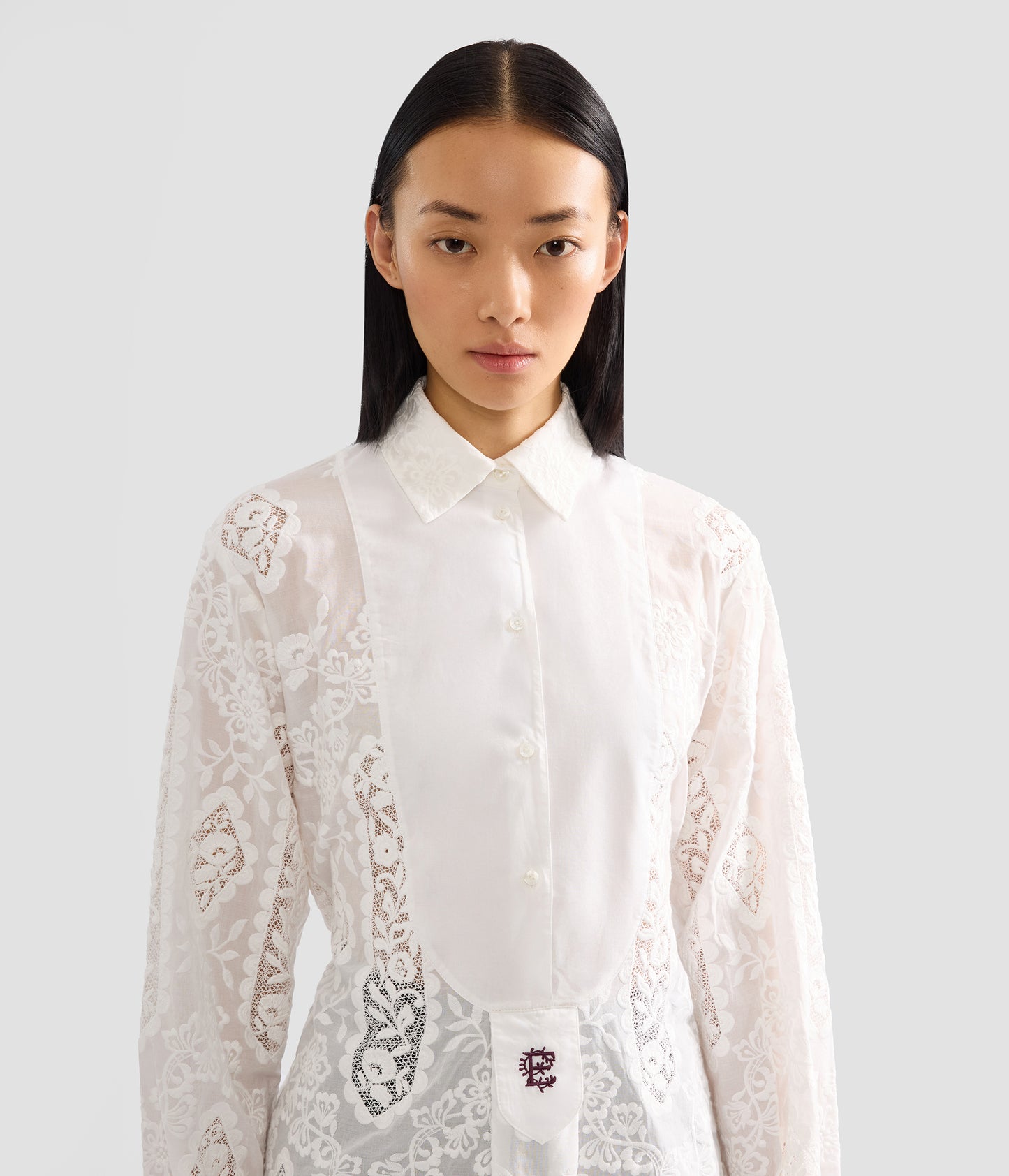 Embroidered Cotton Long Sleeve Shirt