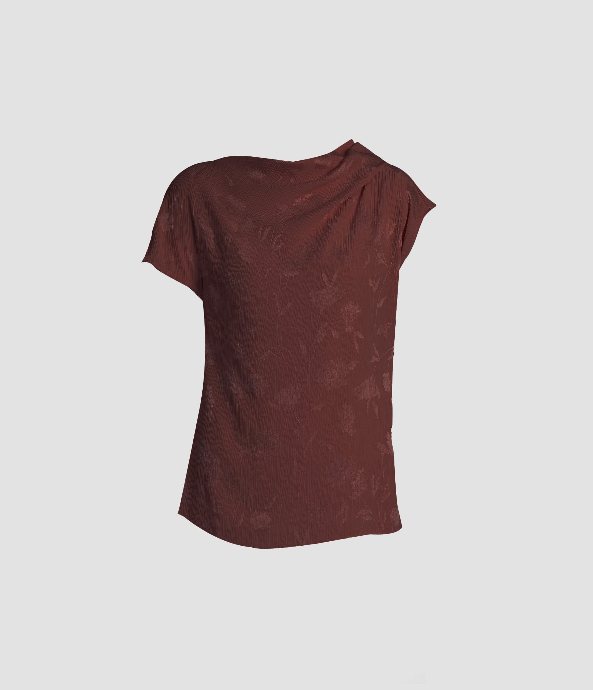 Floral Creponne Jacquard Drape Top