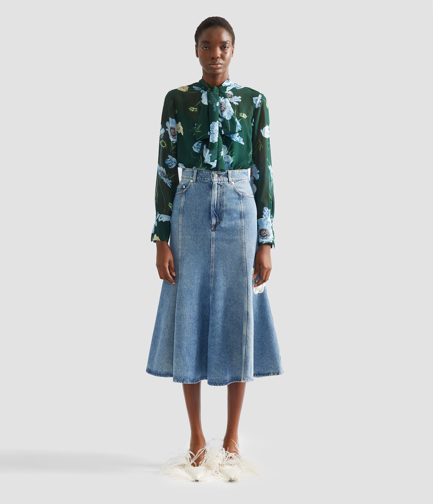 Floral Silk Voile Long Sleeve Shirt