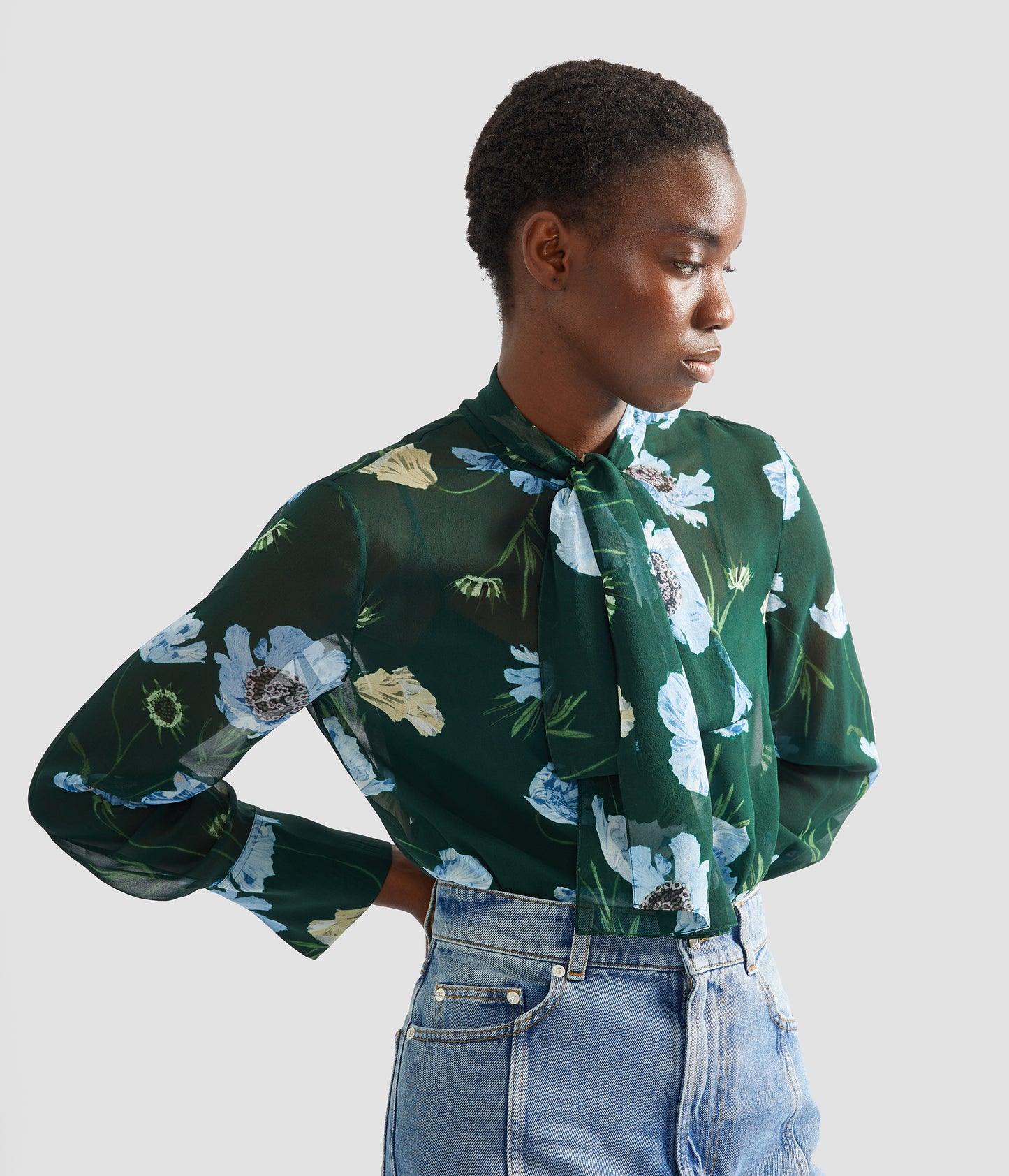 Floral Silk Voile Long Sleeve Shirt