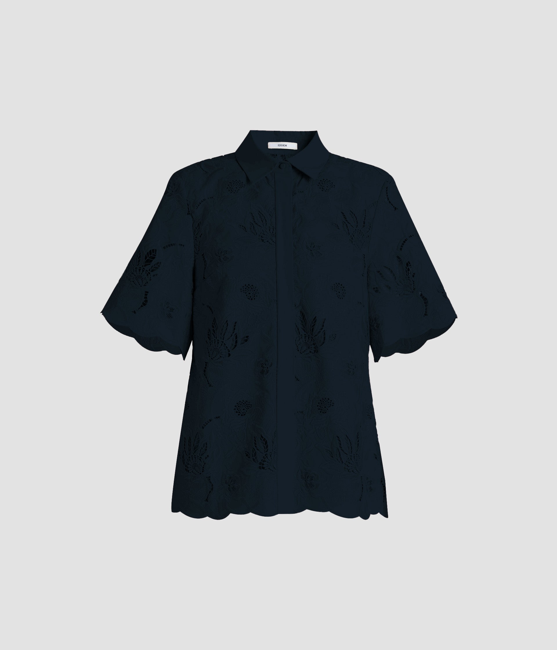 Floral Cotton Cutwork Short Sleeve Shirt