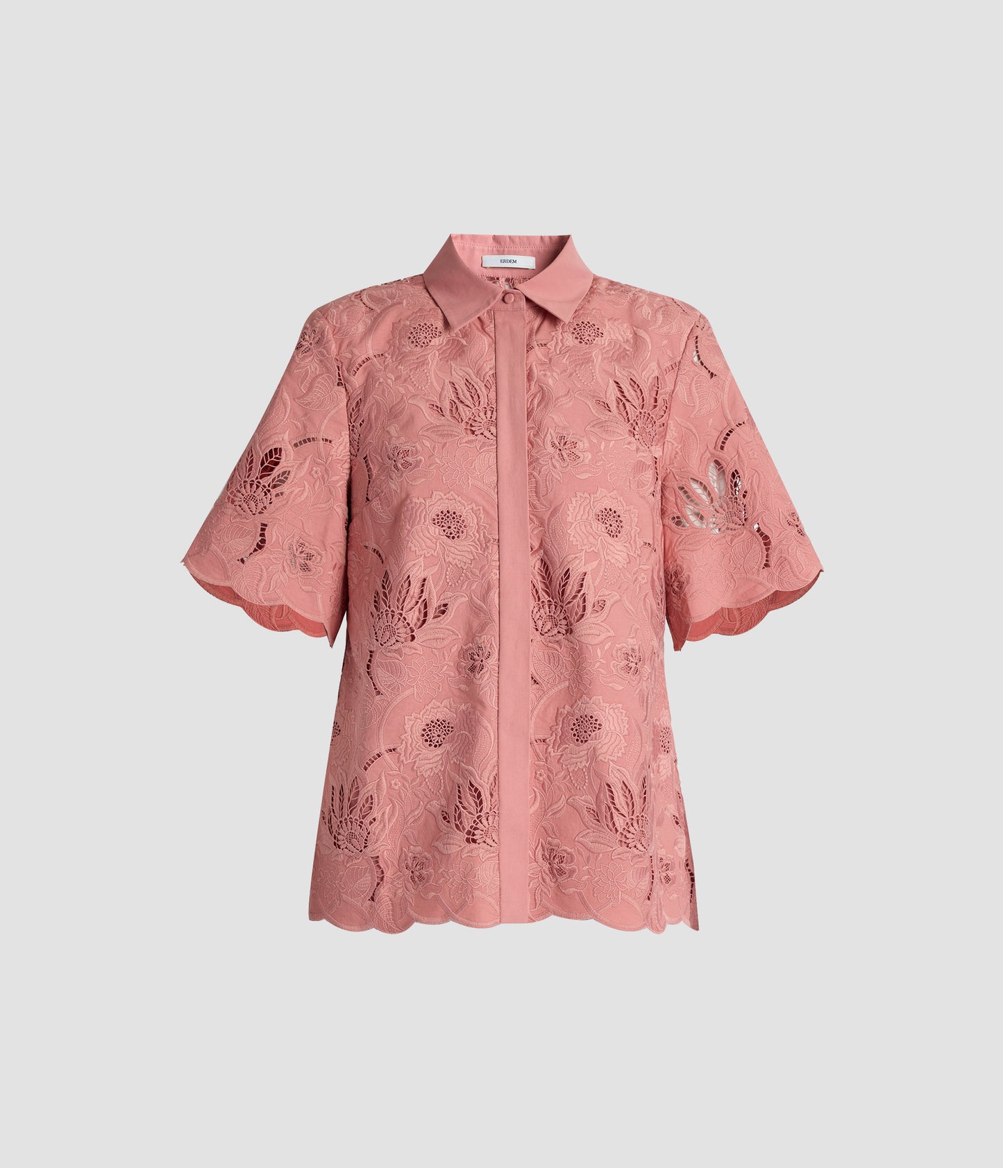 Floral Cotton Cutwork Short Sleeve Shirt