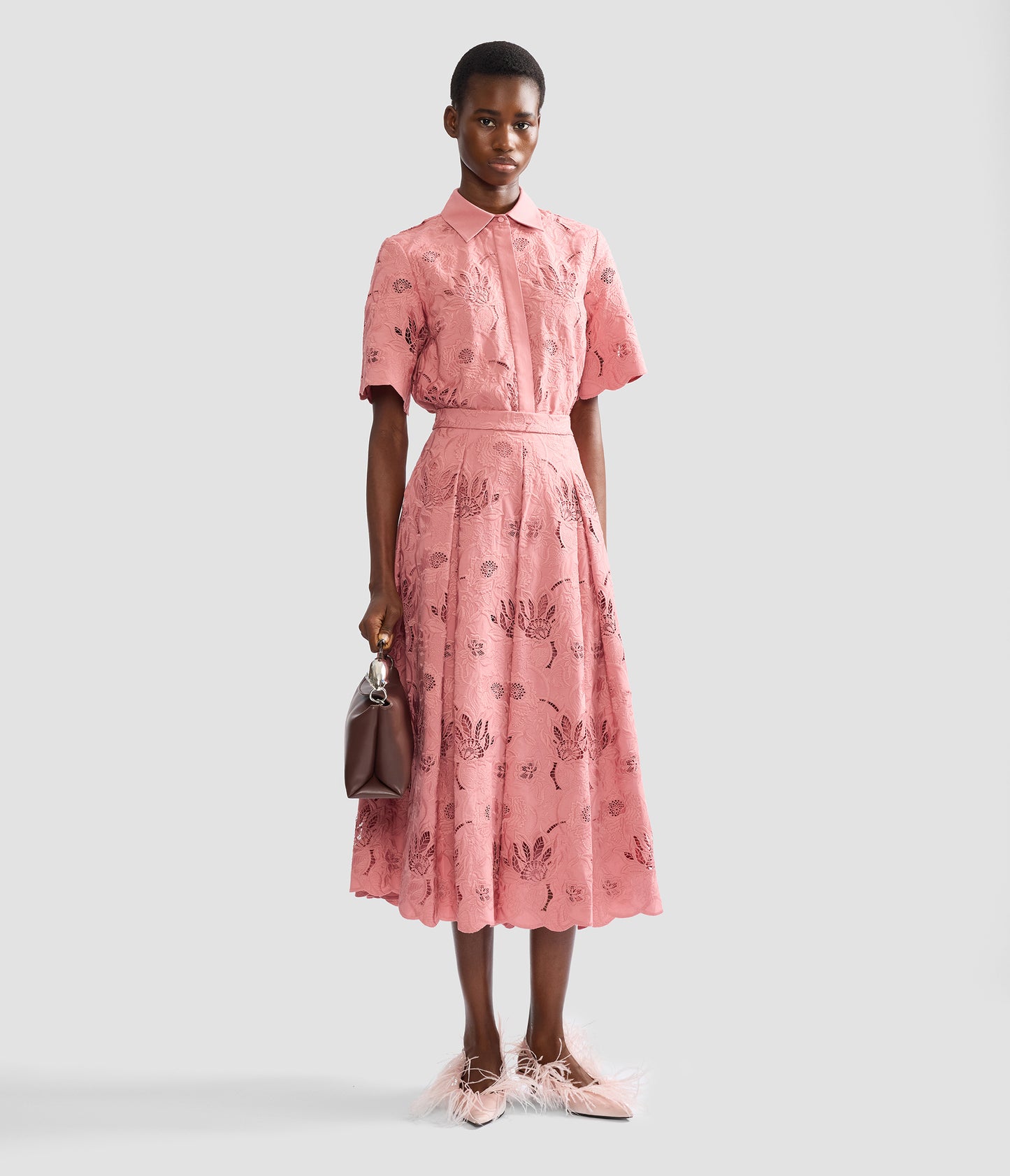 Floral Cotton Cutwork Short Sleeve Shirt