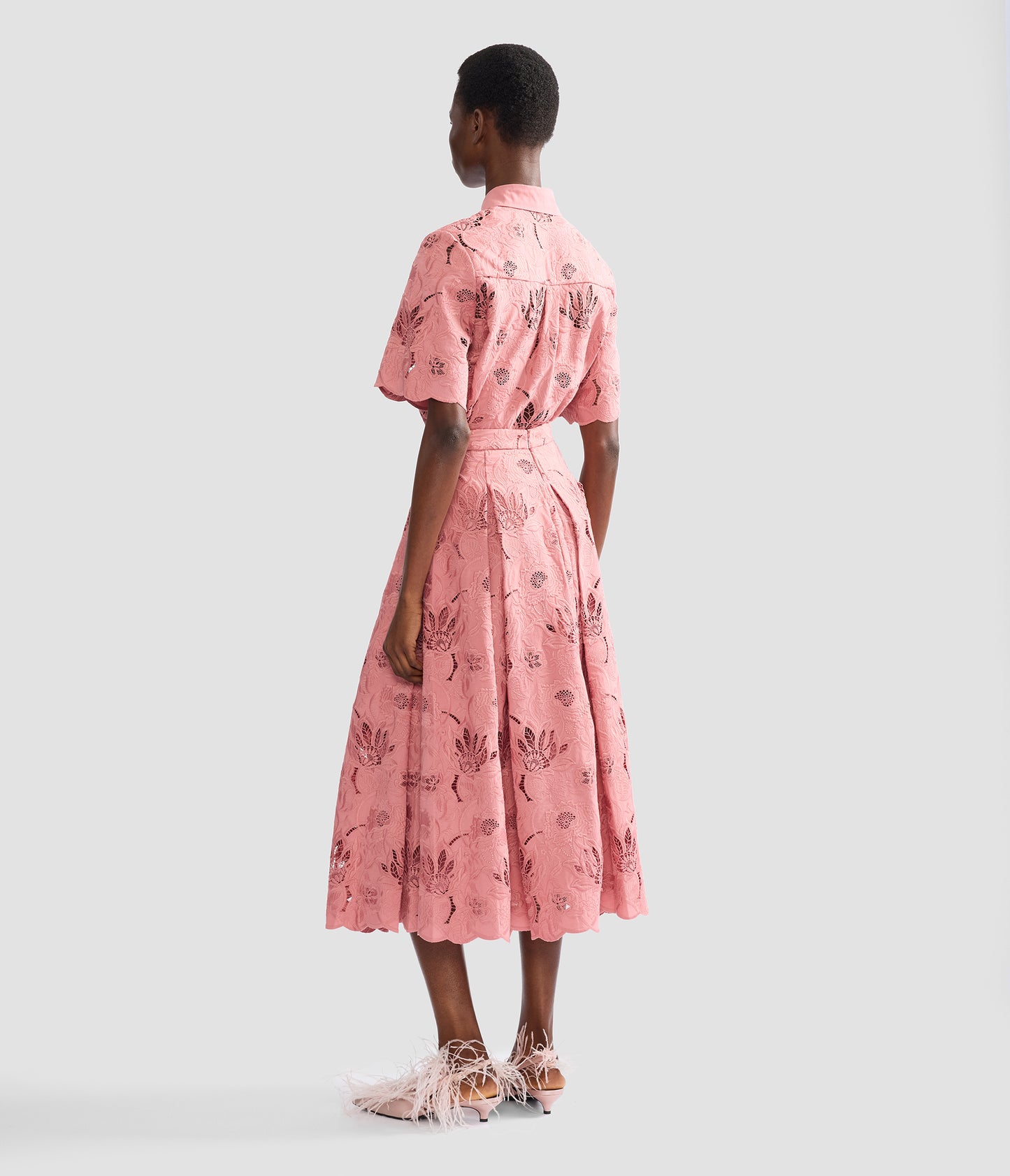 Floral Cotton Cutwork Short Sleeve Shirt