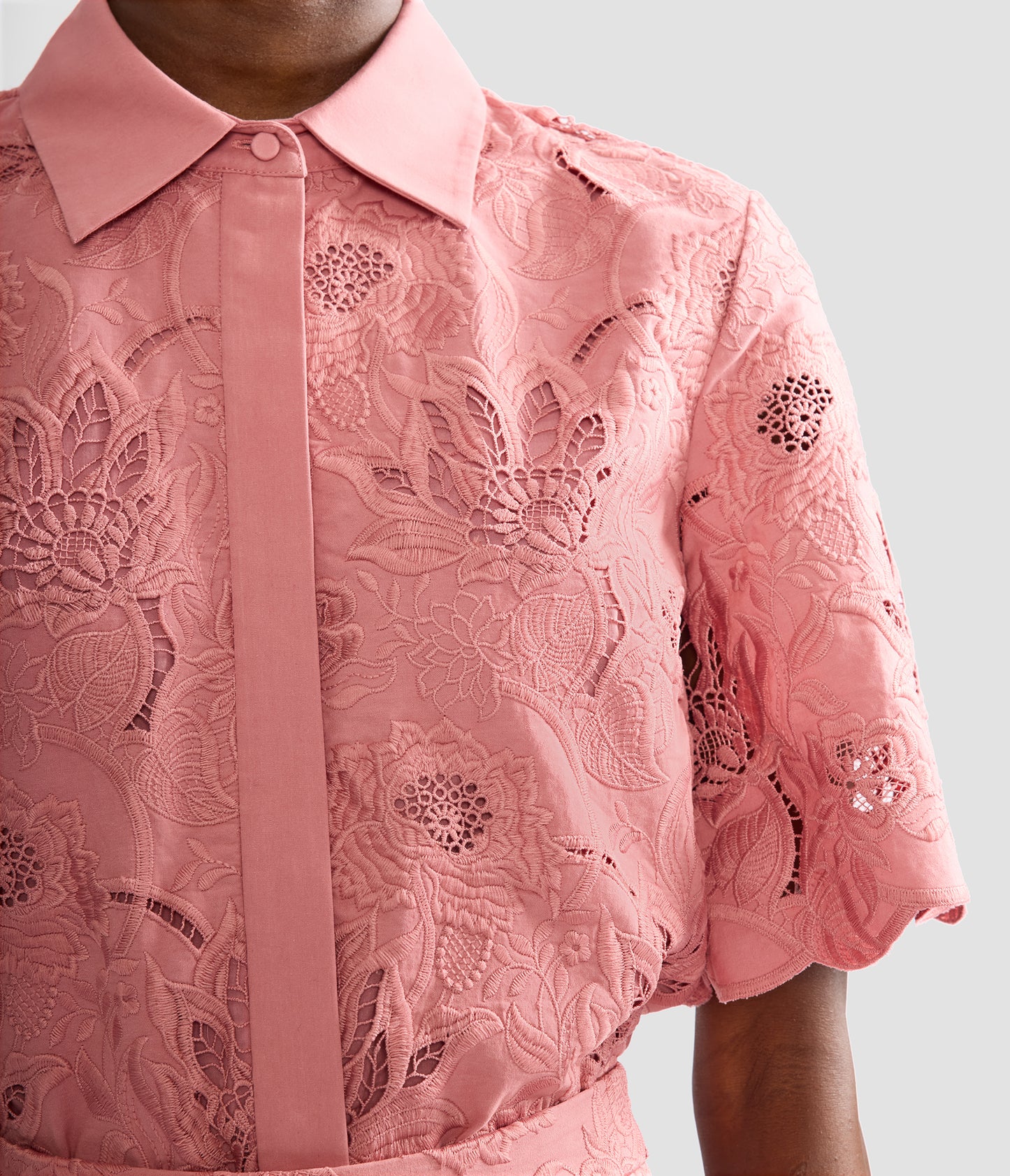 Floral Cotton Cutwork Short Sleeve Shirt