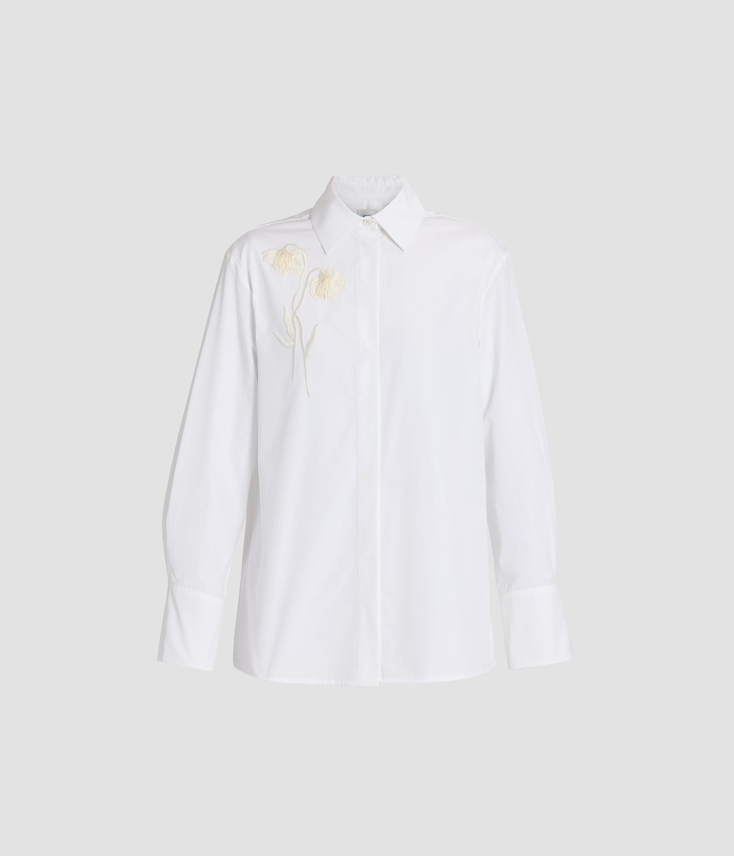 Embroidered Cotton Poplin Long Sleeve Shirt