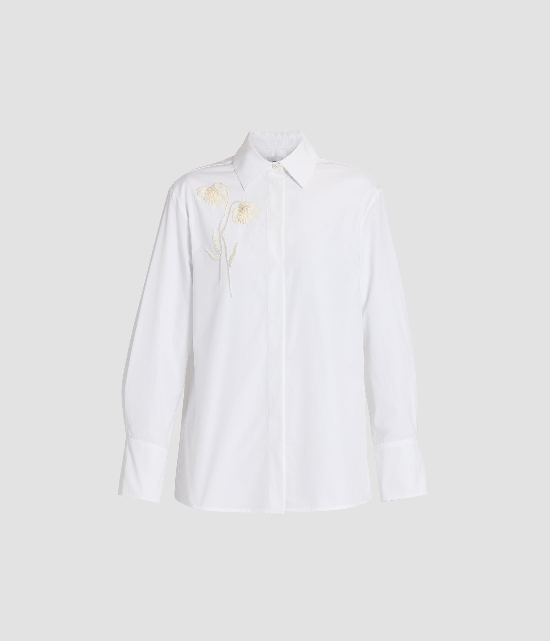 Embroidered Cotton Poplin Long Sleeve Shirt