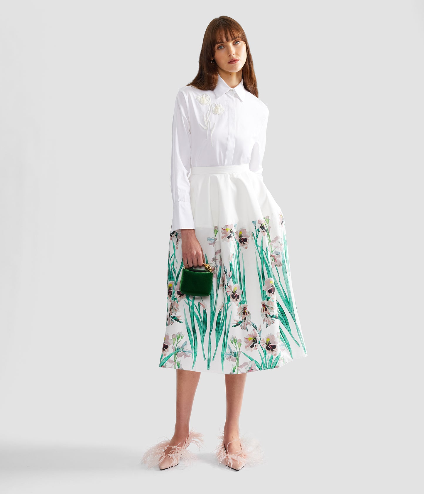 Embroidered Cotton Poplin Long Sleeve Shirt