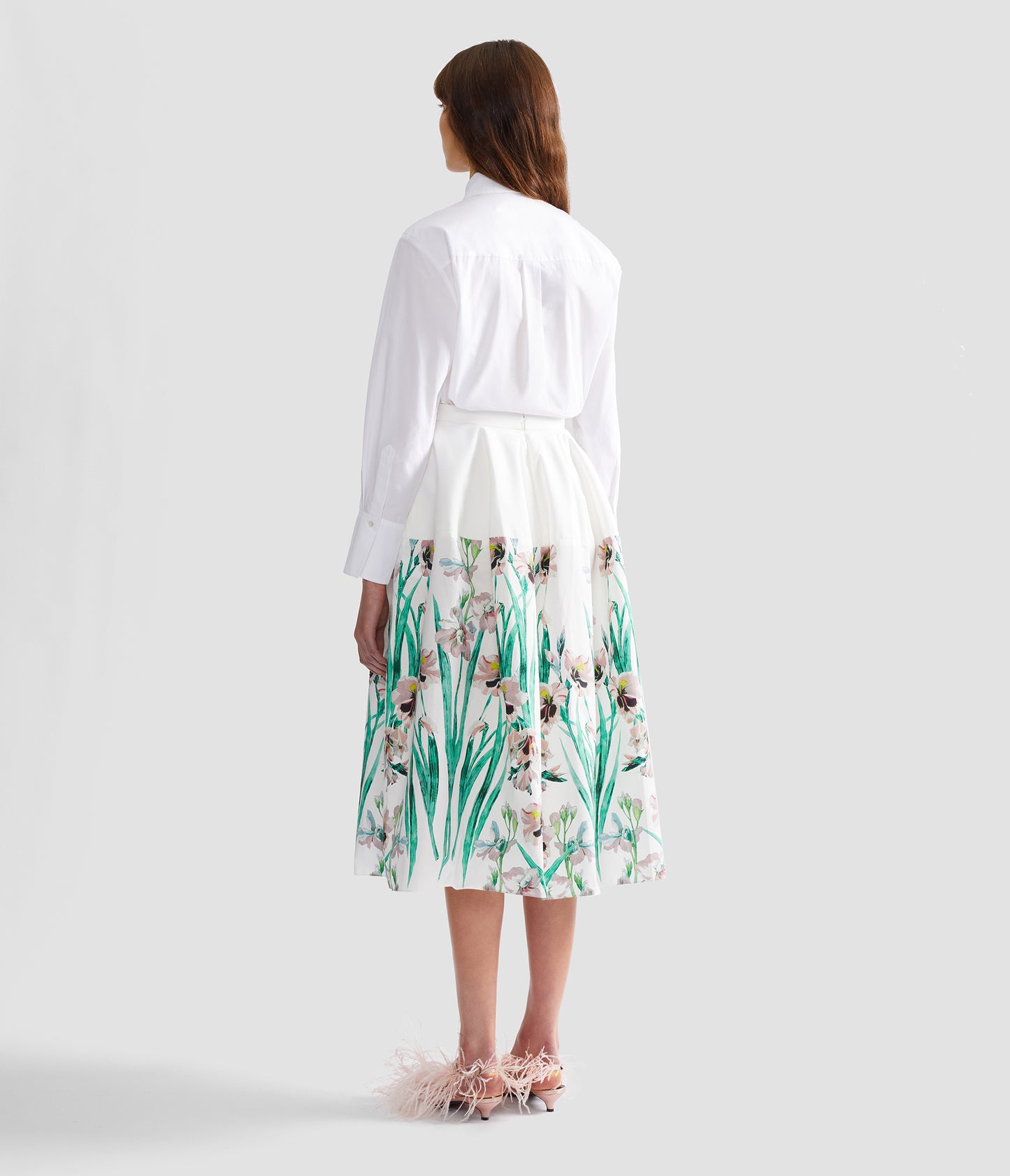 Floral Cotton Midi Full Skirt