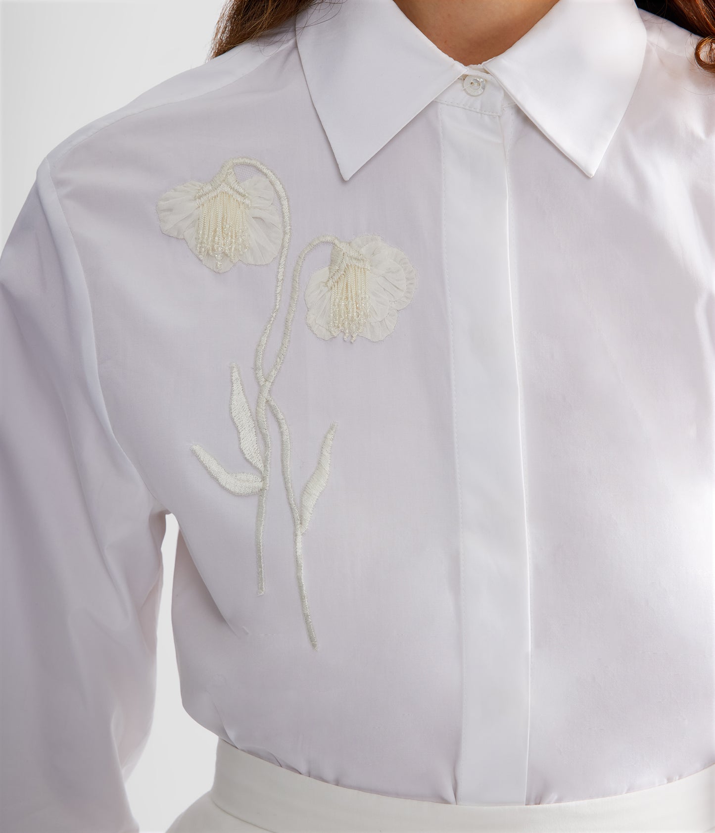 Embroidered Cotton Poplin Long Sleeve Shirt