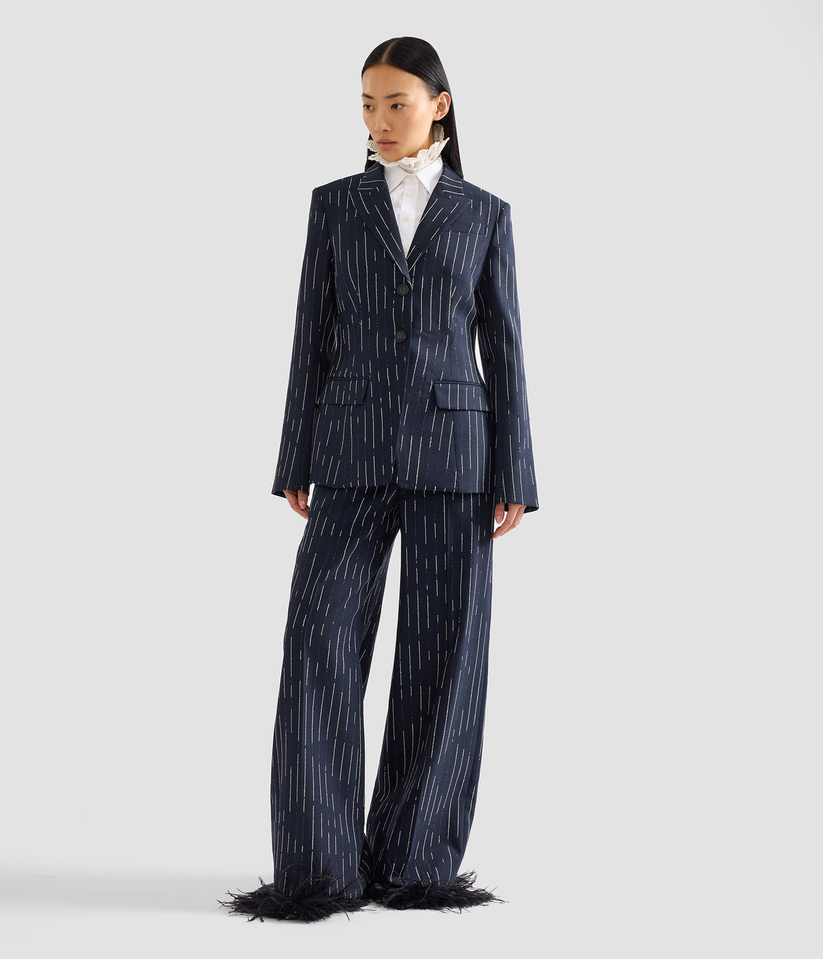 Stripe Tailoring Wide Leg Trouser