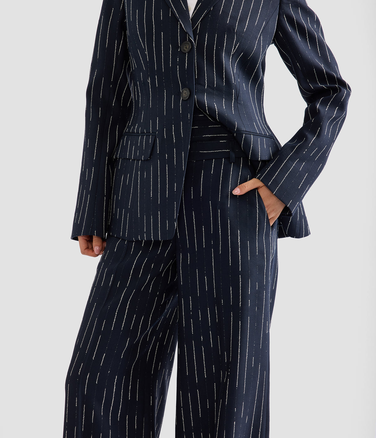 Stripe Tailoring Wide Leg Trouser