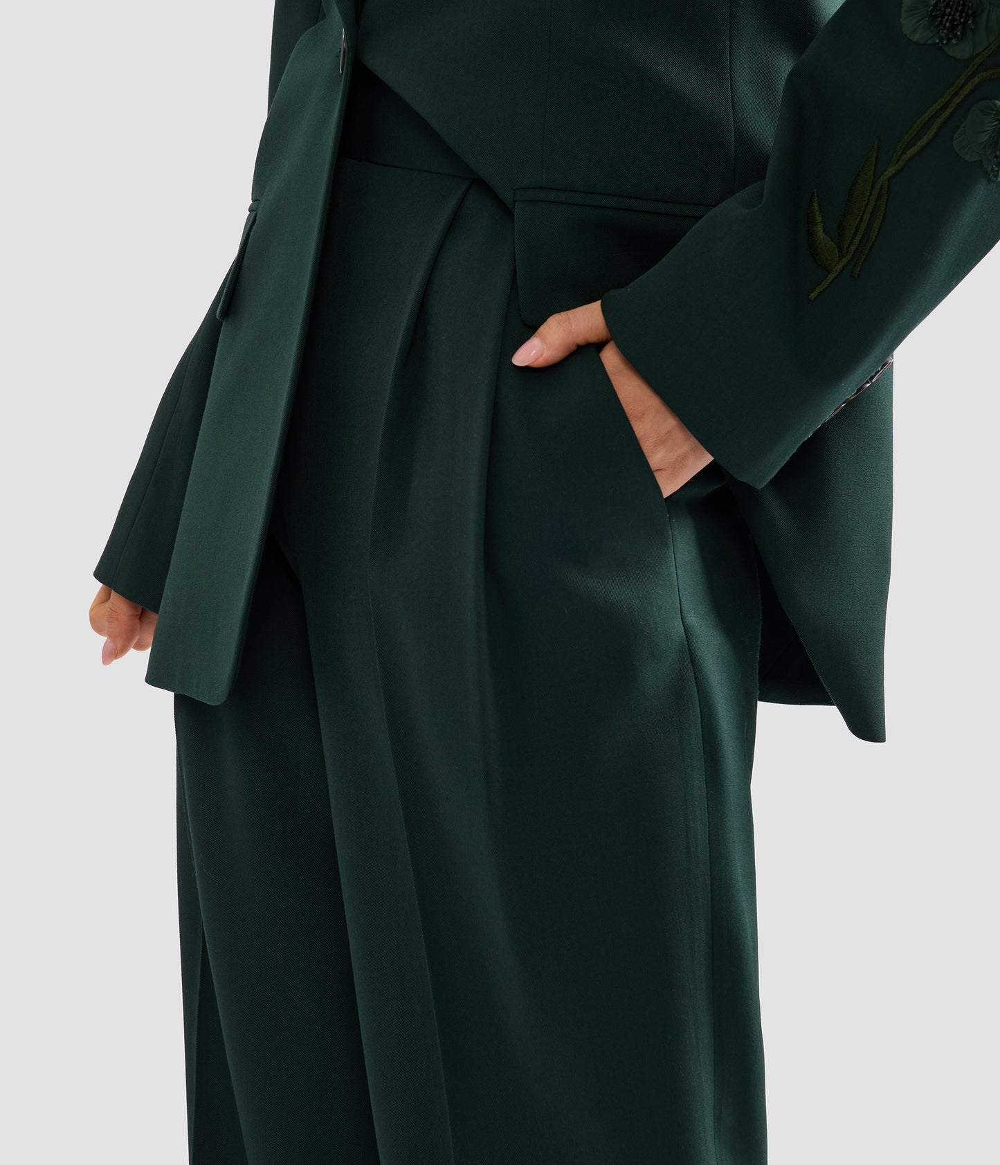 Pleatable Wool Wide Leg Trouser