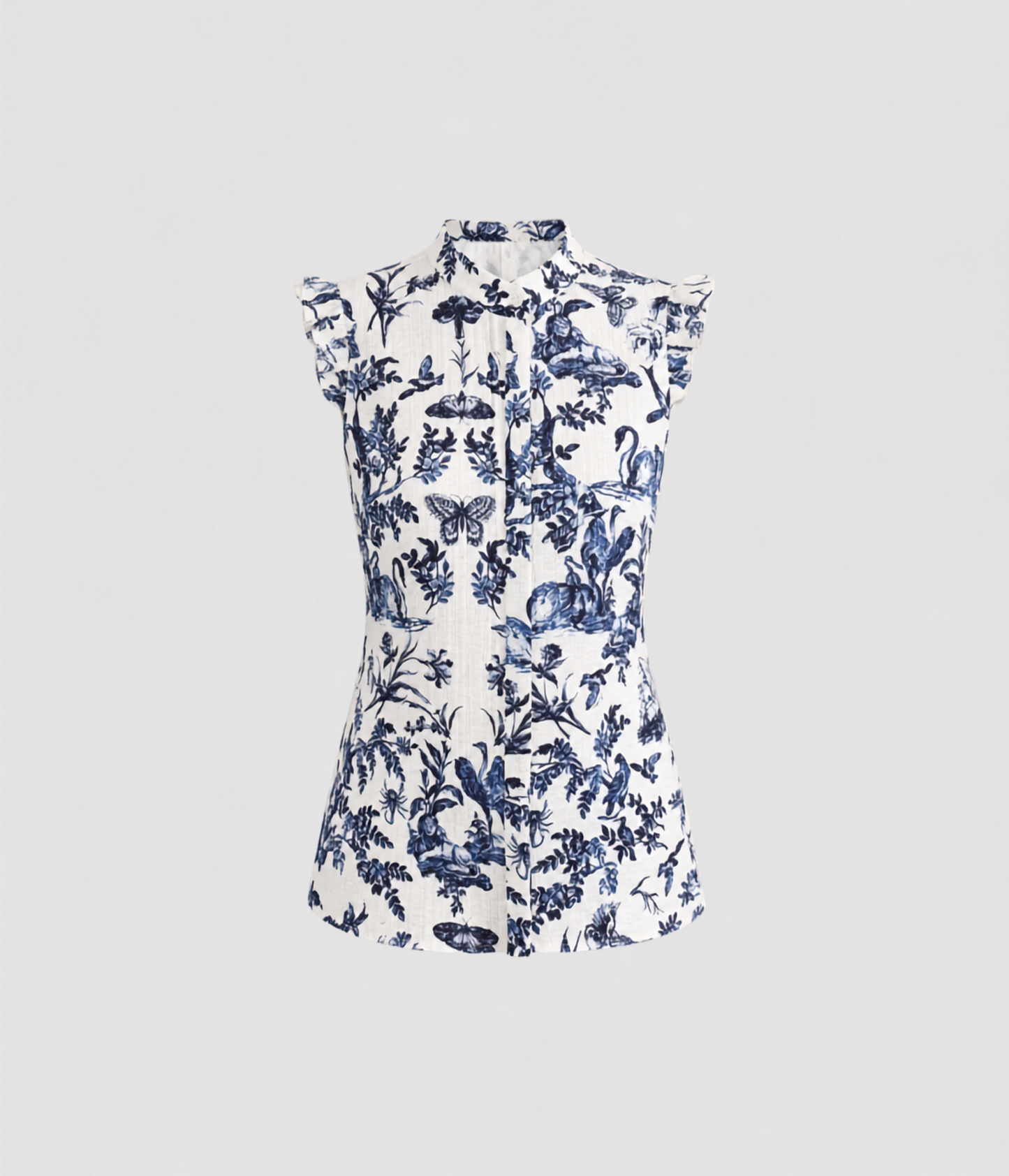 Crinkled Jacquard Sleeveless Shirt
