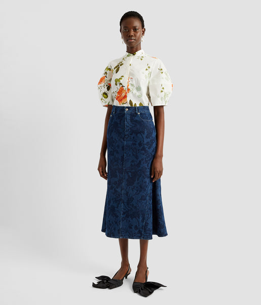 Cotton Poplin Volume Short Sleeve Blouse | ERDEM® Official Store