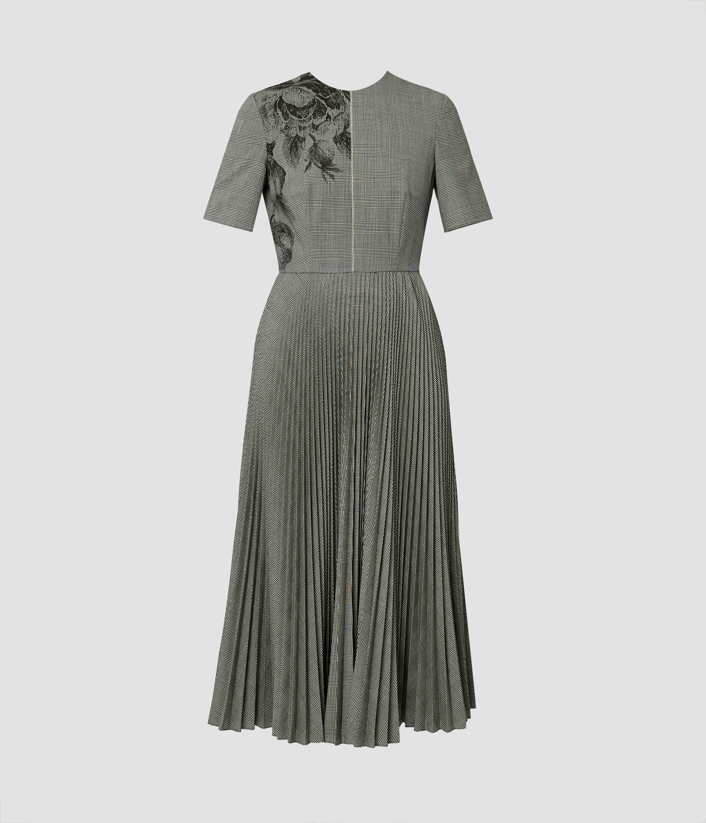 Short Sleeve Pleated Midi Dress