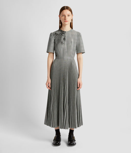 Short Sleeve Pleated Midi Dress