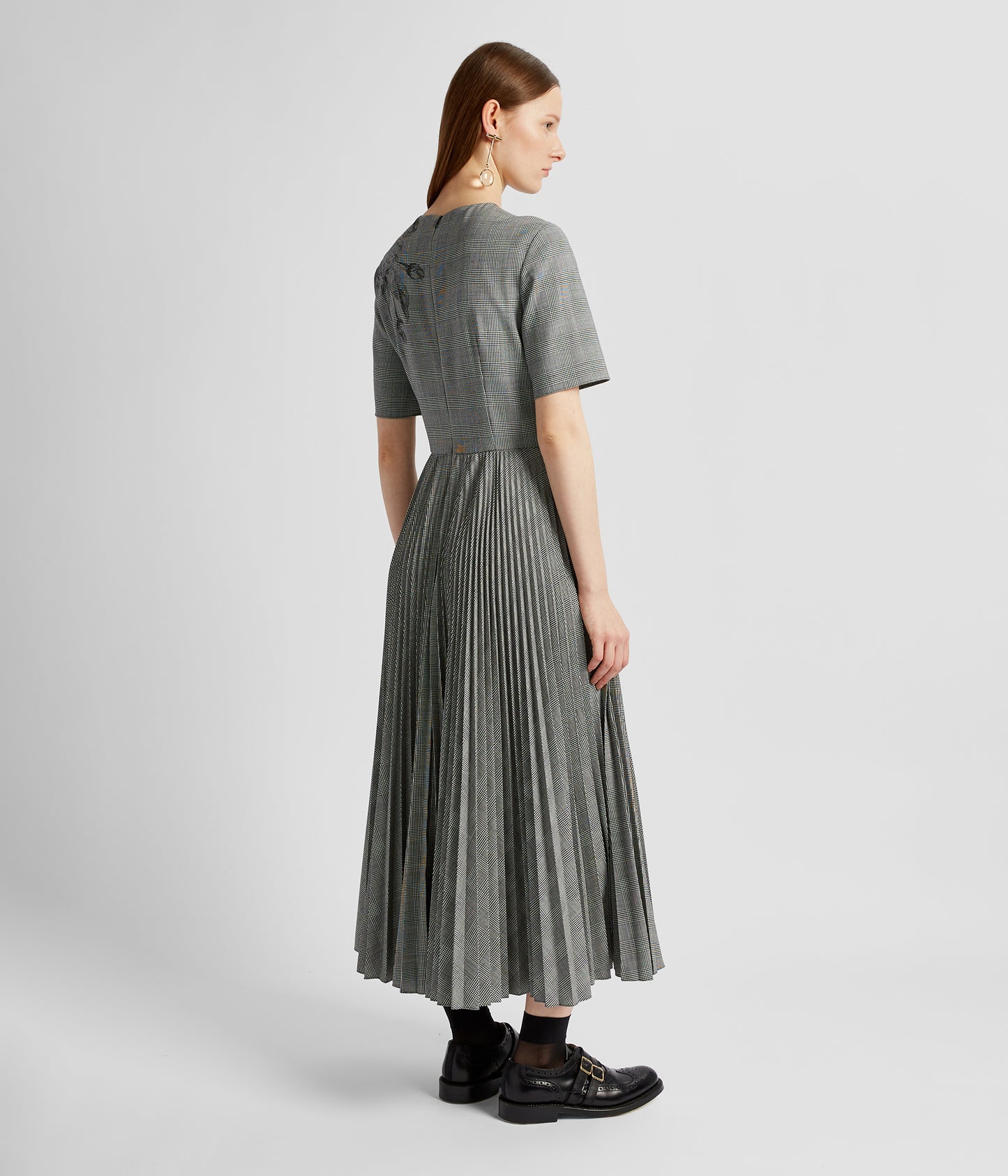 Short Sleeve Pleated Midi Dress