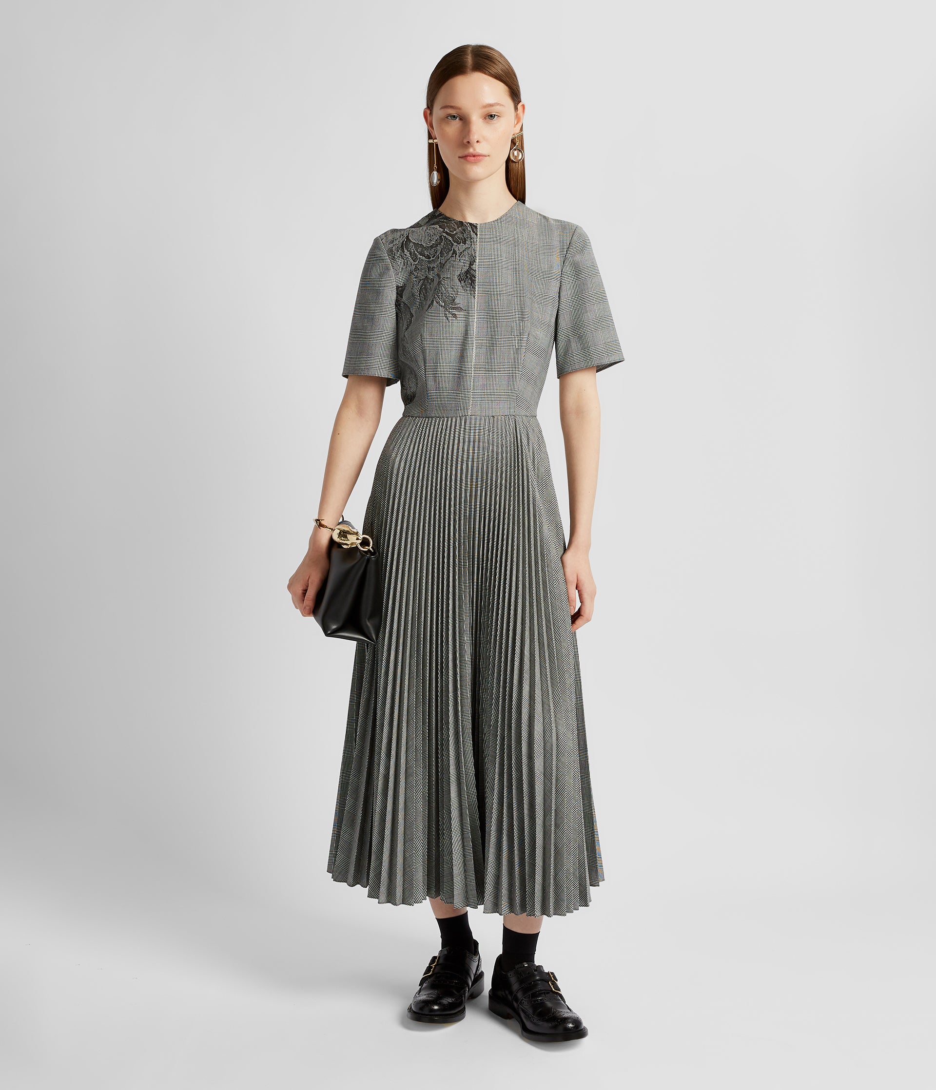 Short Sleeve Pleated Midi Dress