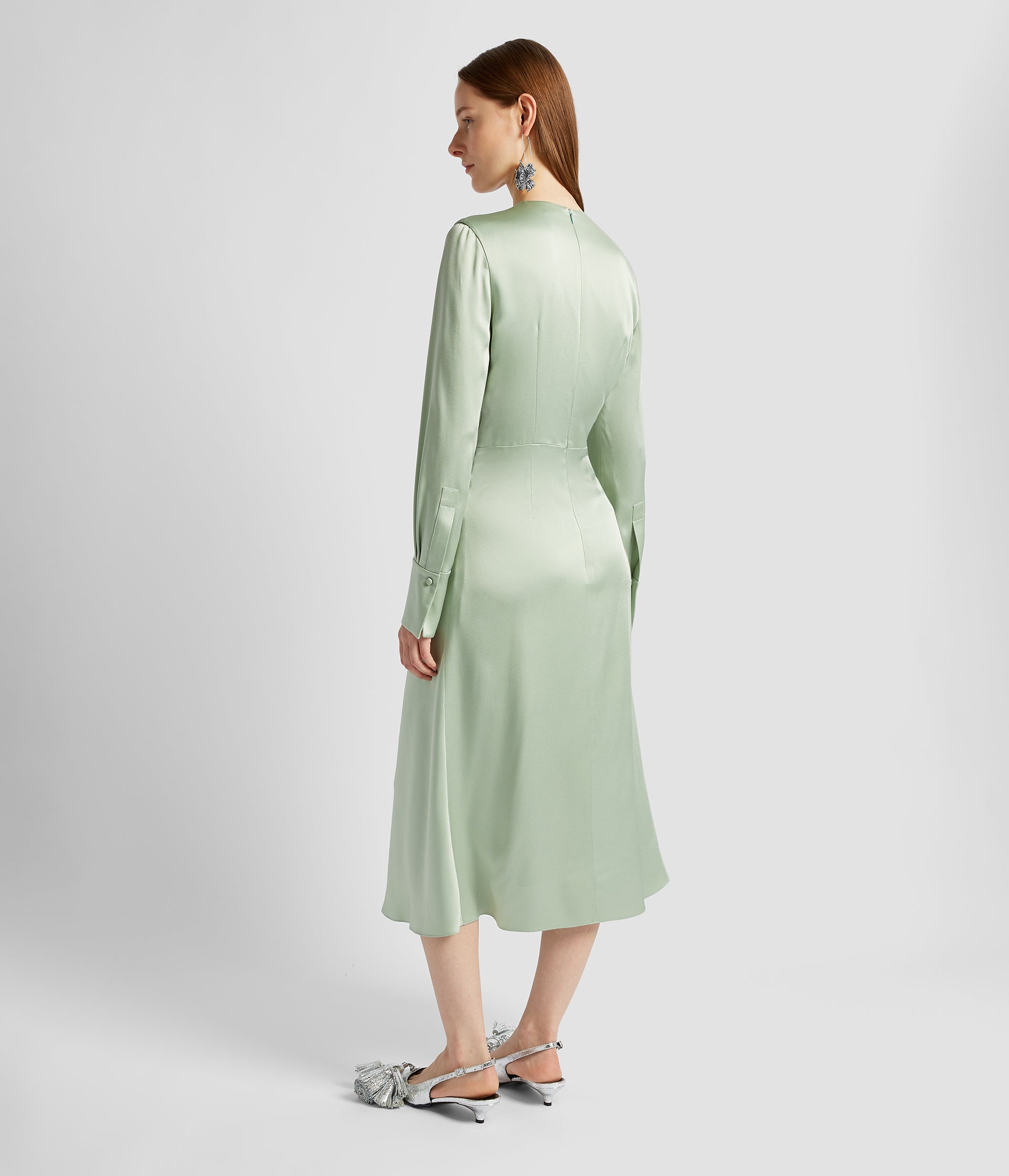 Long Sleeve Draped Midi Dress