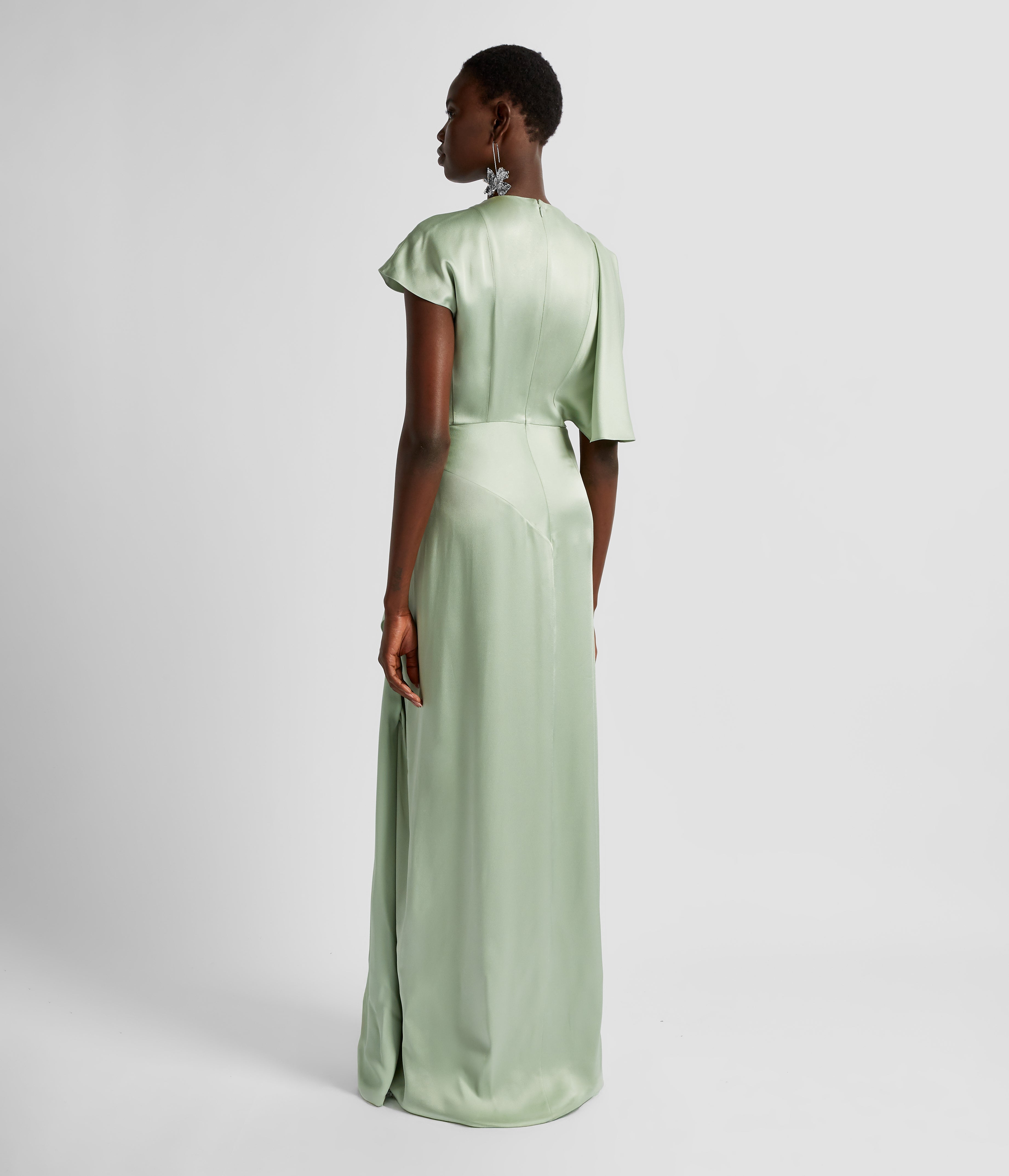 Short Sleeve Asymmetric Gown