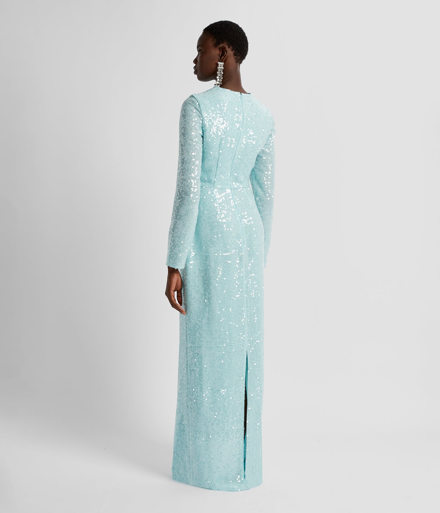 Long Sleeve Sequin Gown