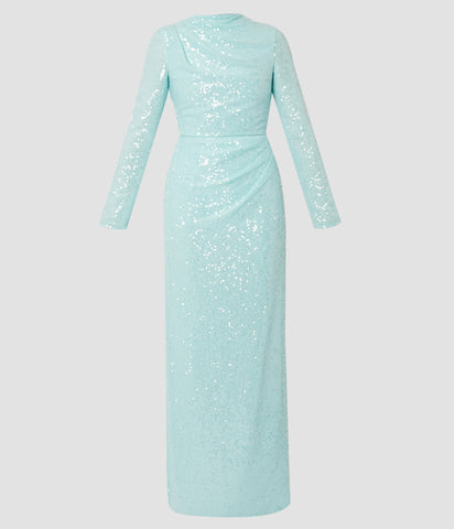 Long Sleeve Sequin Gown