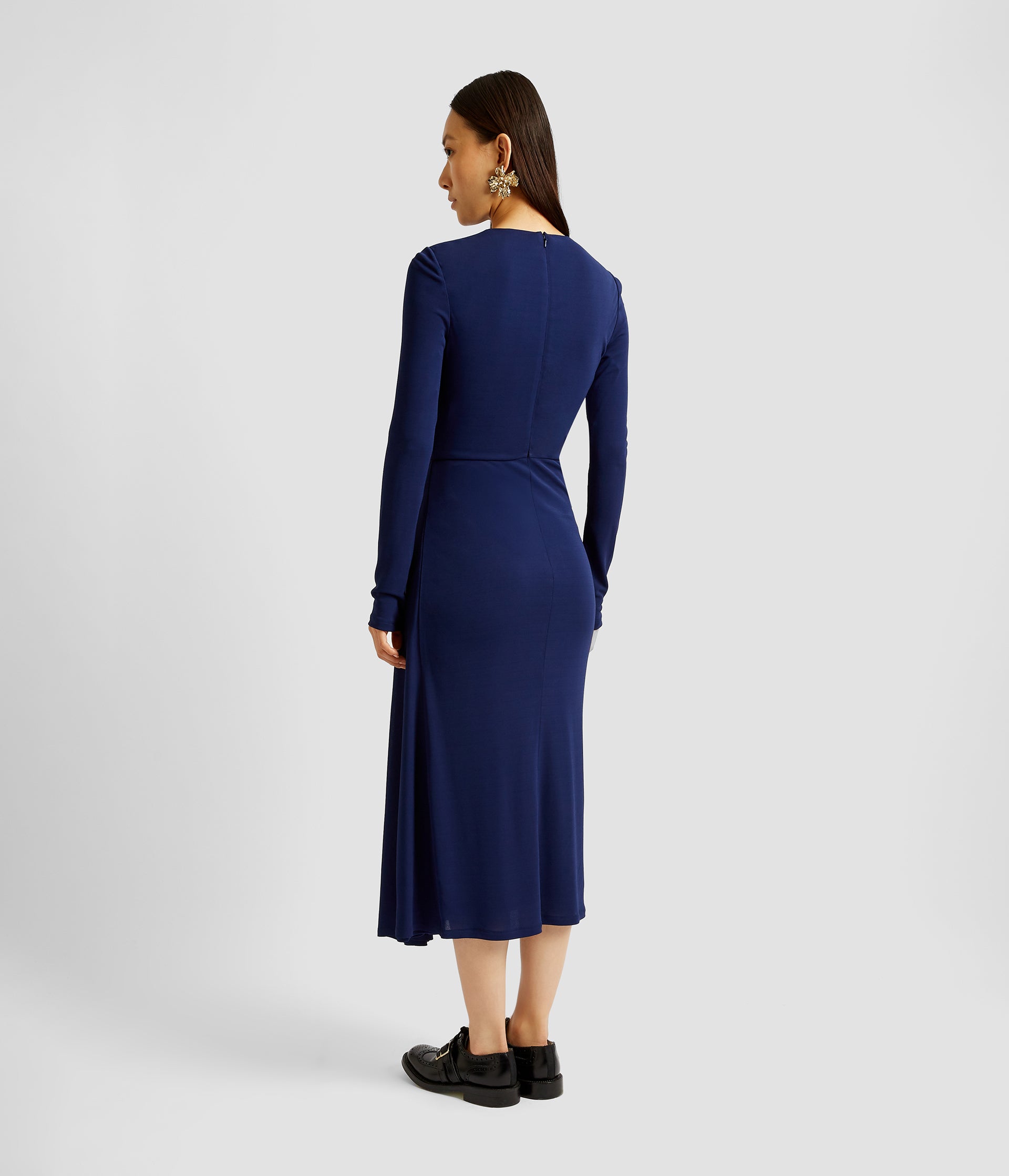 Long Sleeve Draped Midi Dress