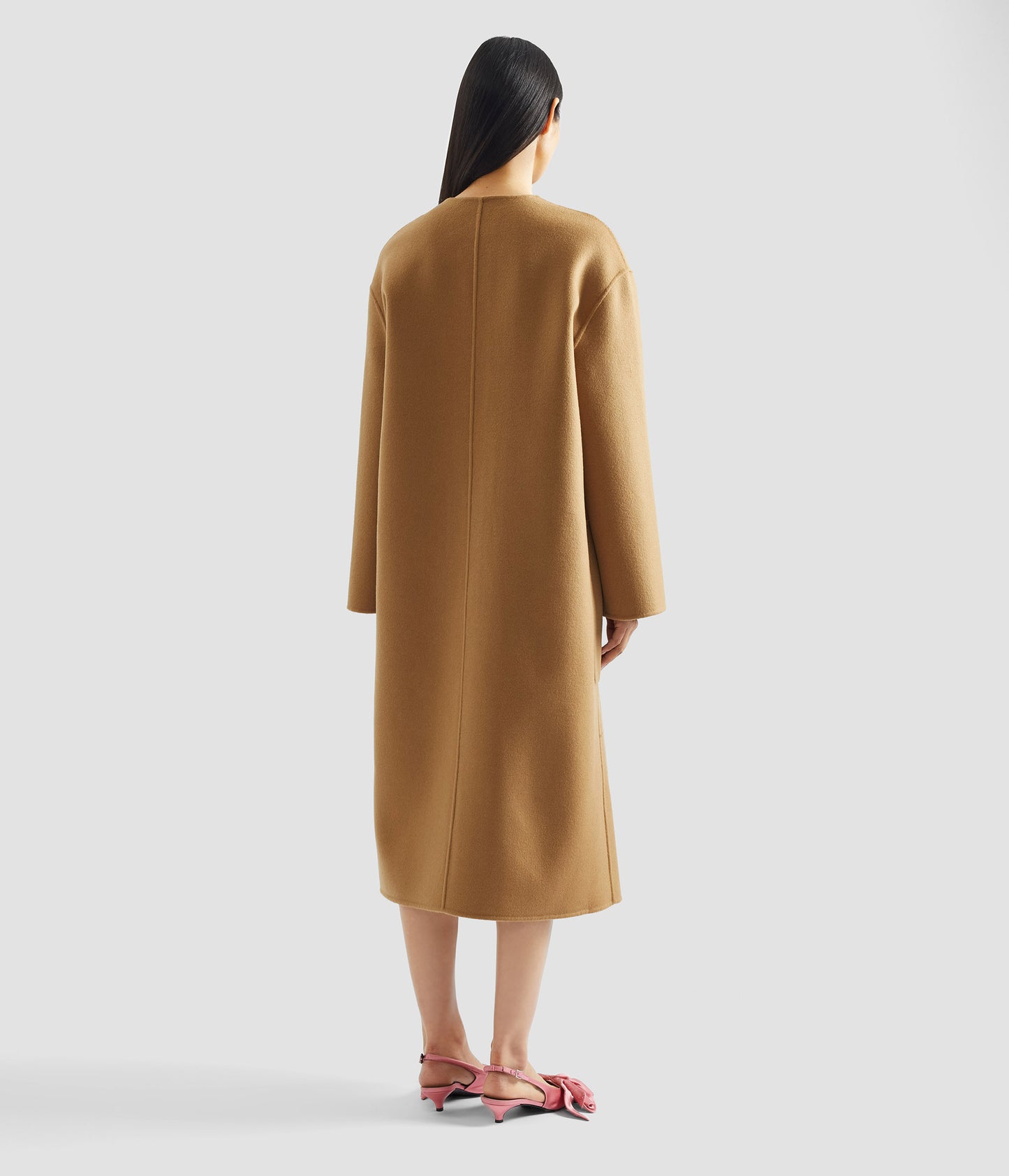 Floral Appliqué Double Faced Wool Coat