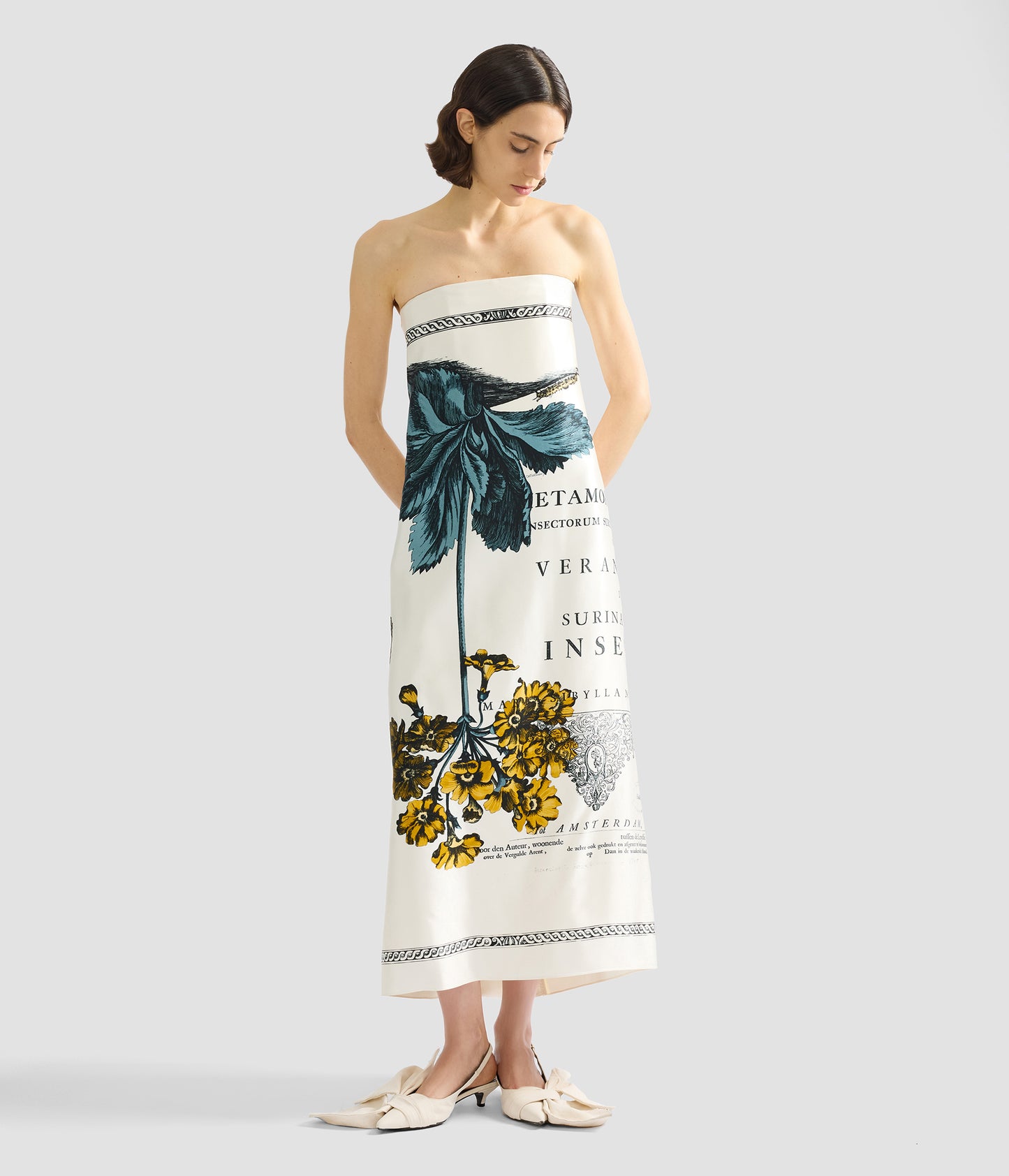 Floral Print Duchess Sleeveless Midi Dress