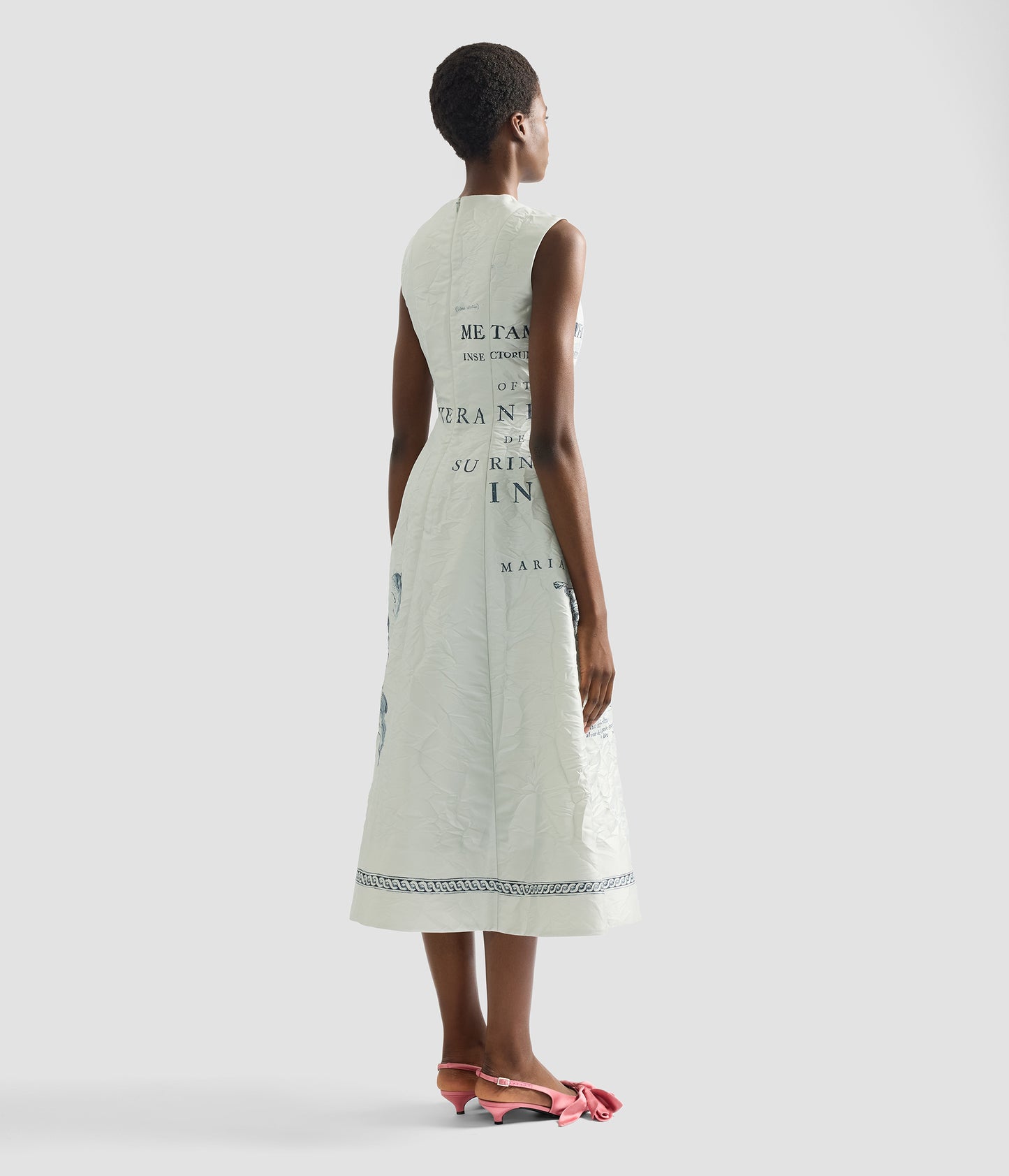 Floral Print Textured Satin Midi Dress