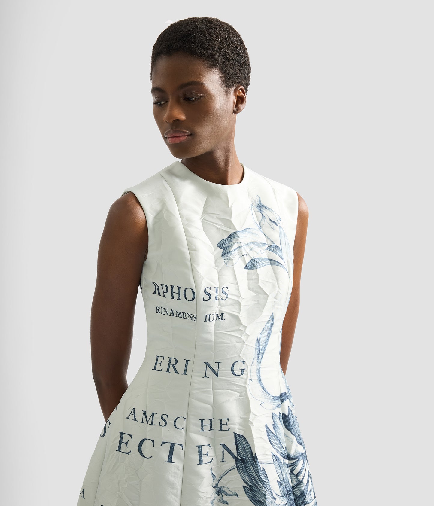 Floral Print Textured Satin Midi Dress