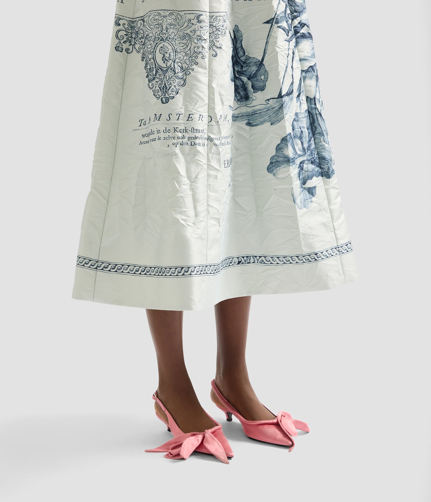 Floral Print Textured Satin Midi Dress