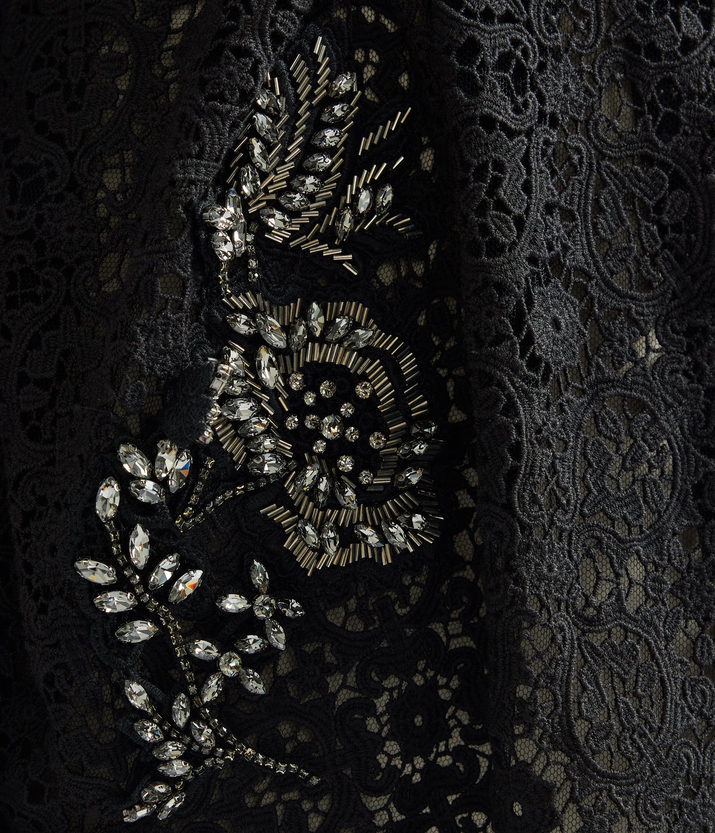 Embellished Guipure Long Sleeve Midi Dress