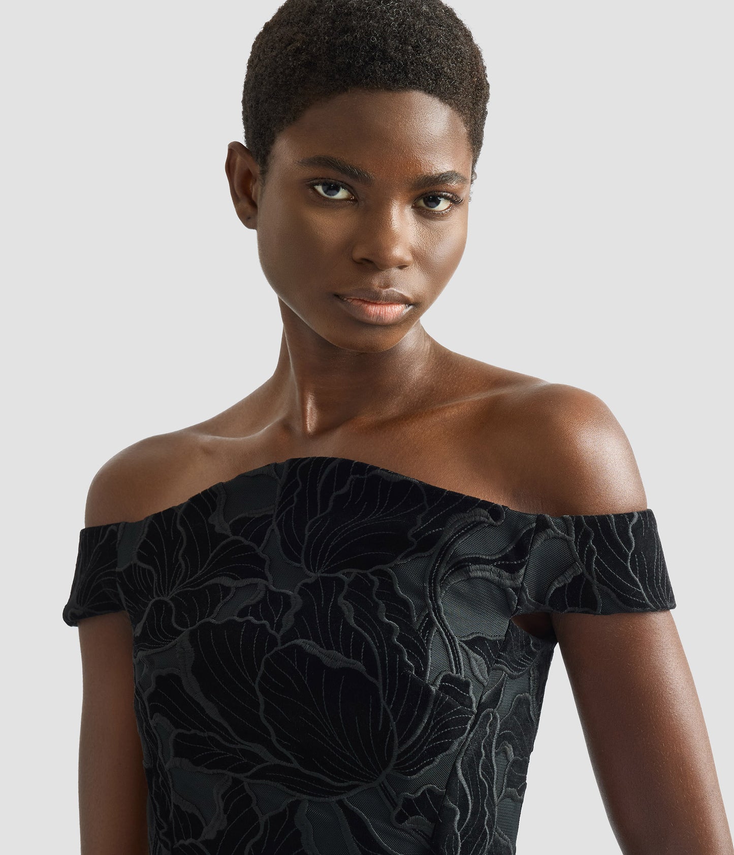 Floral Cutwork Off-The-Shoulder Midi Dress