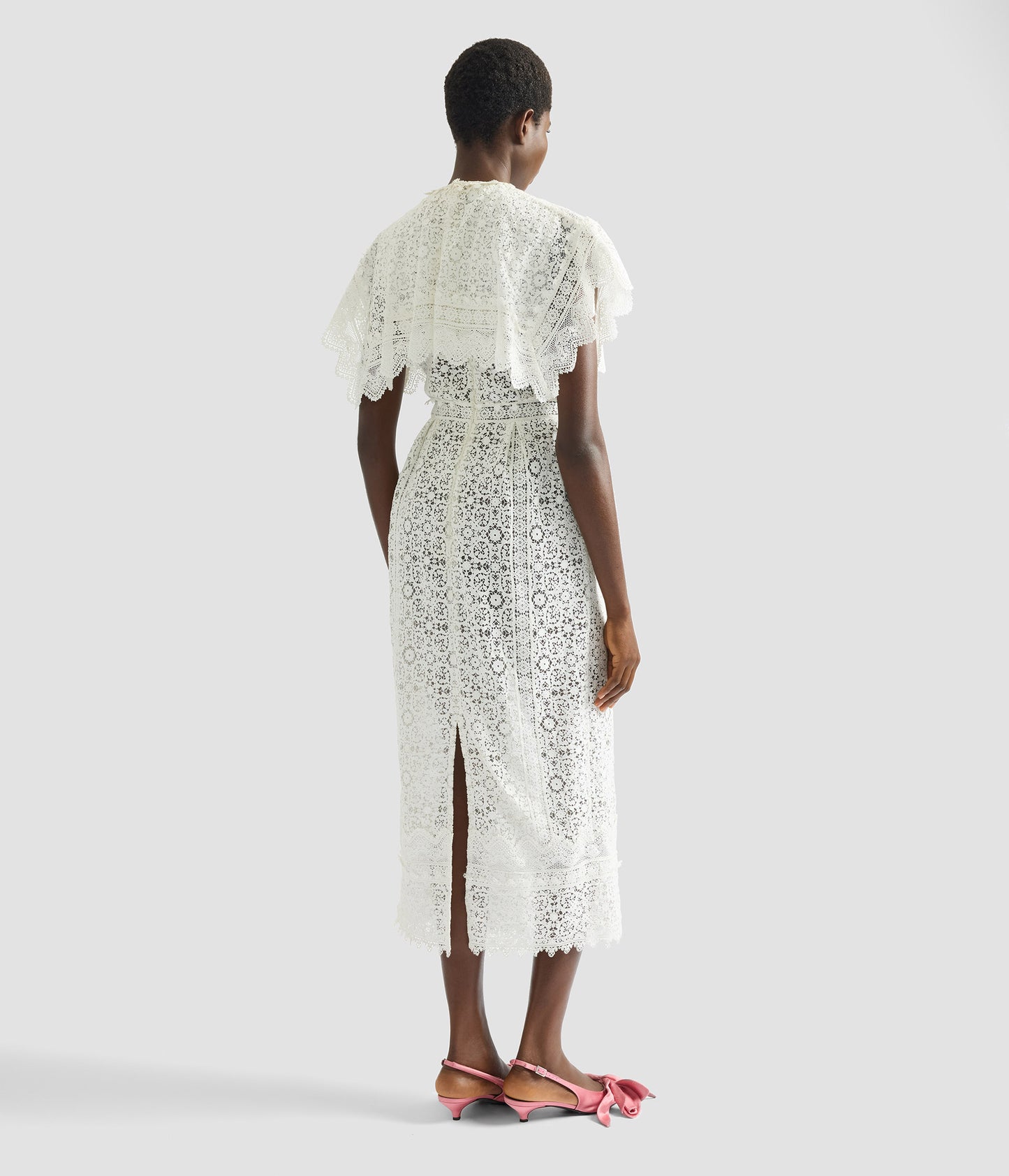 Embroidered Guipure Midi Dress