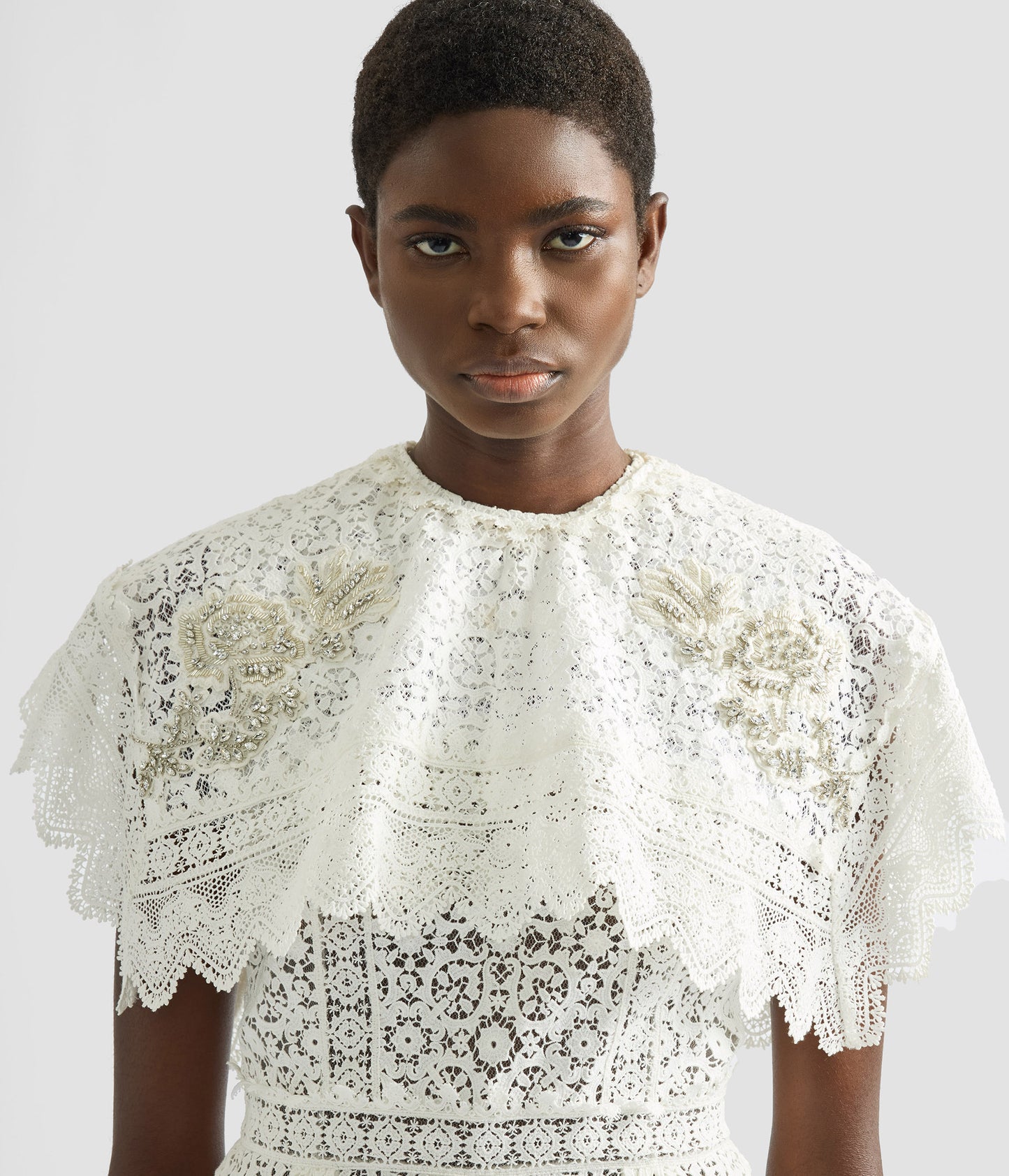 Embroidered Guipure Midi Dress