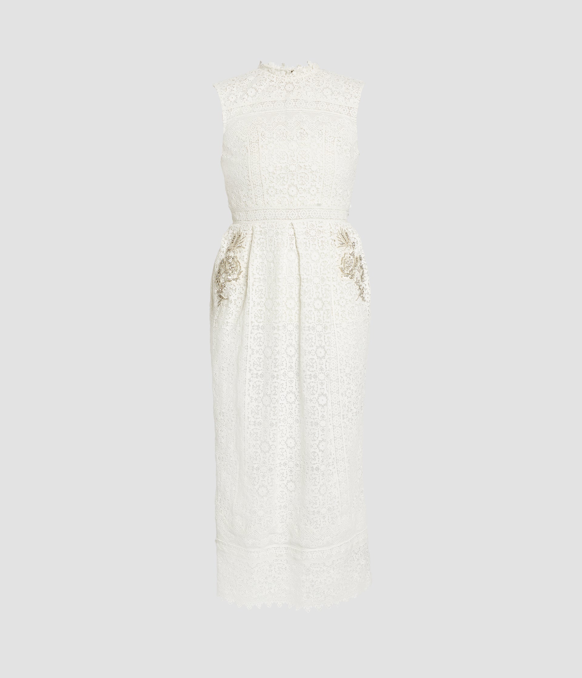 Embroidered Guipure Midi Dress