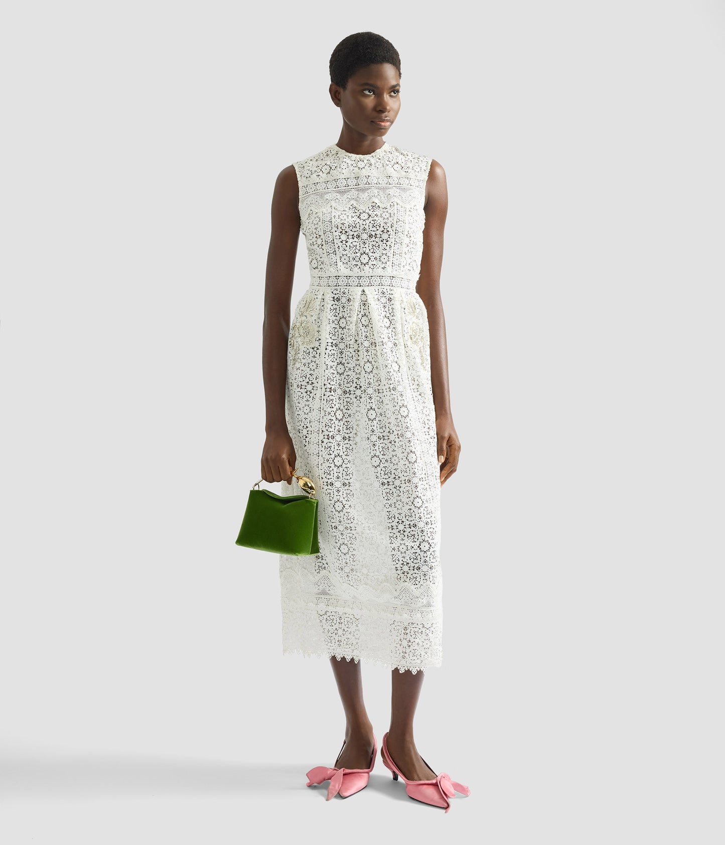 Embroidered Guipure Midi Dress