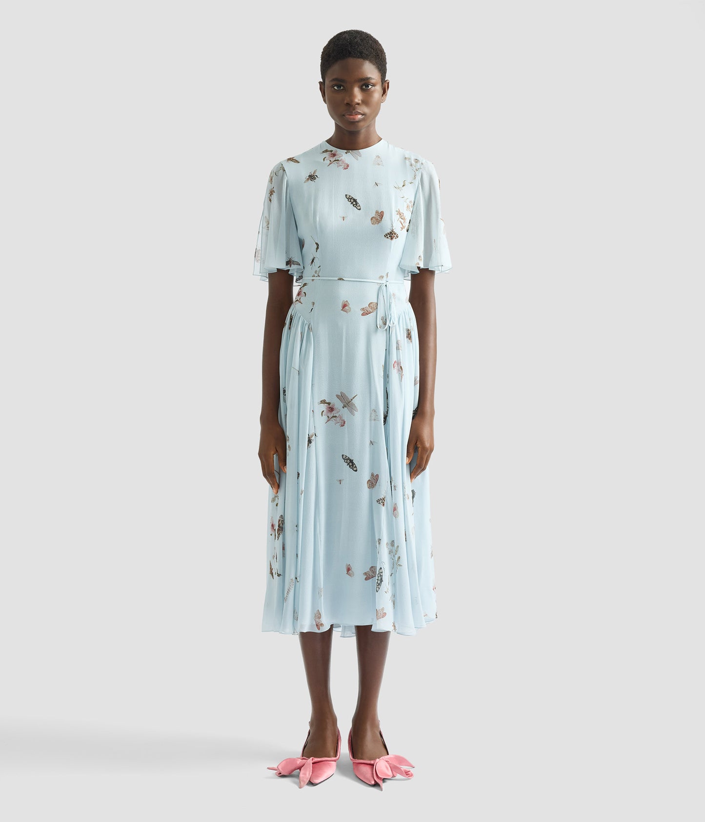 Printed Silk Voile Midi Dress