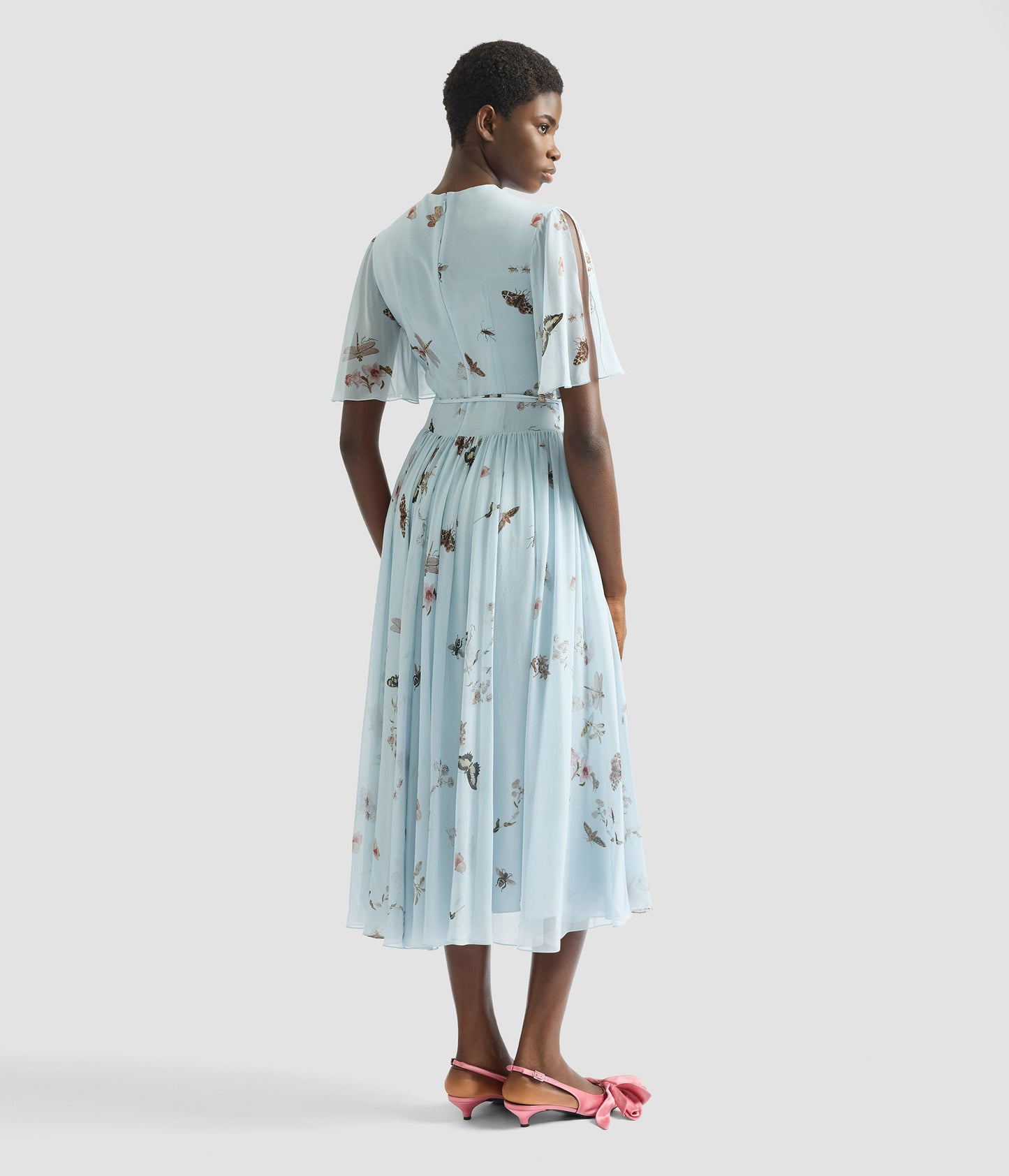 Printed Silk Voile Midi Dress