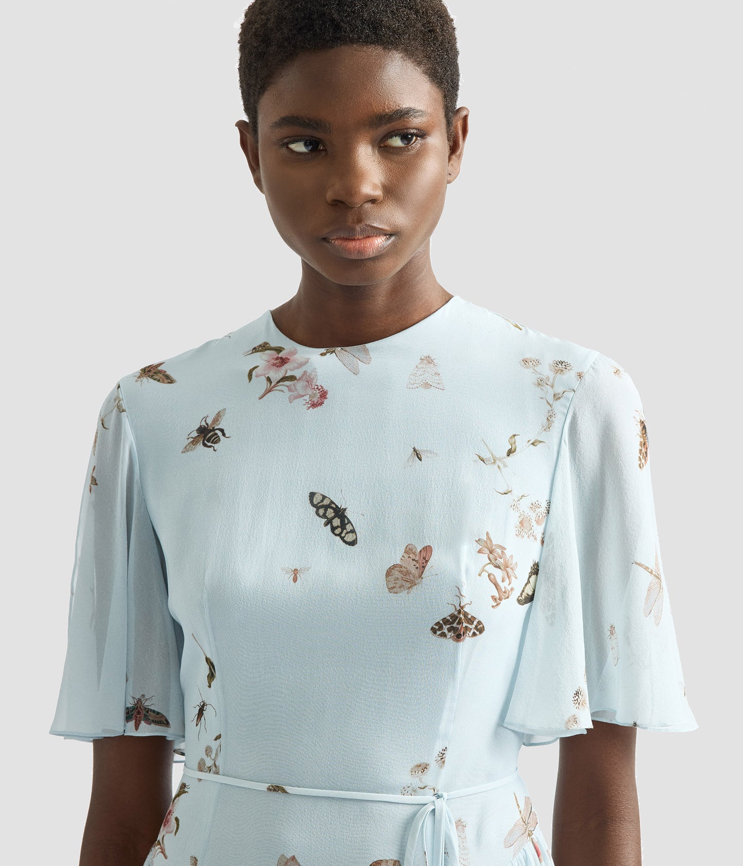 Printed Silk Voile Midi Dress