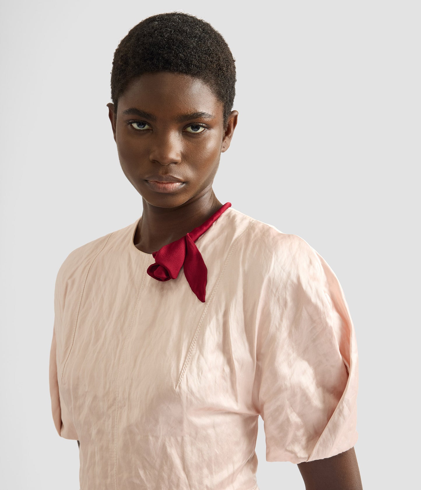 Embroidered Textured Satin Midi Dress