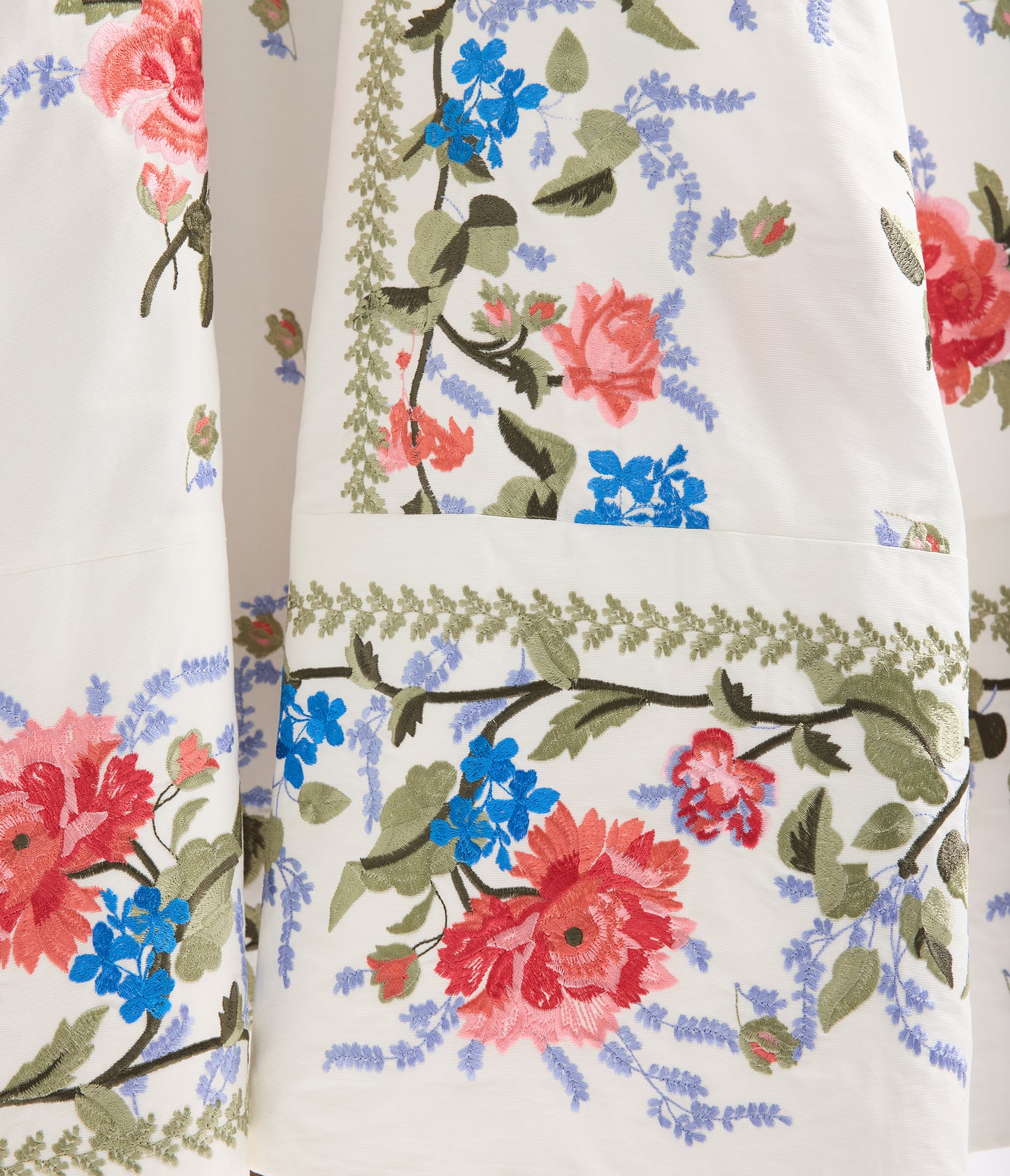 Embroidered Cotton Faille Sleeveless Midi Dress