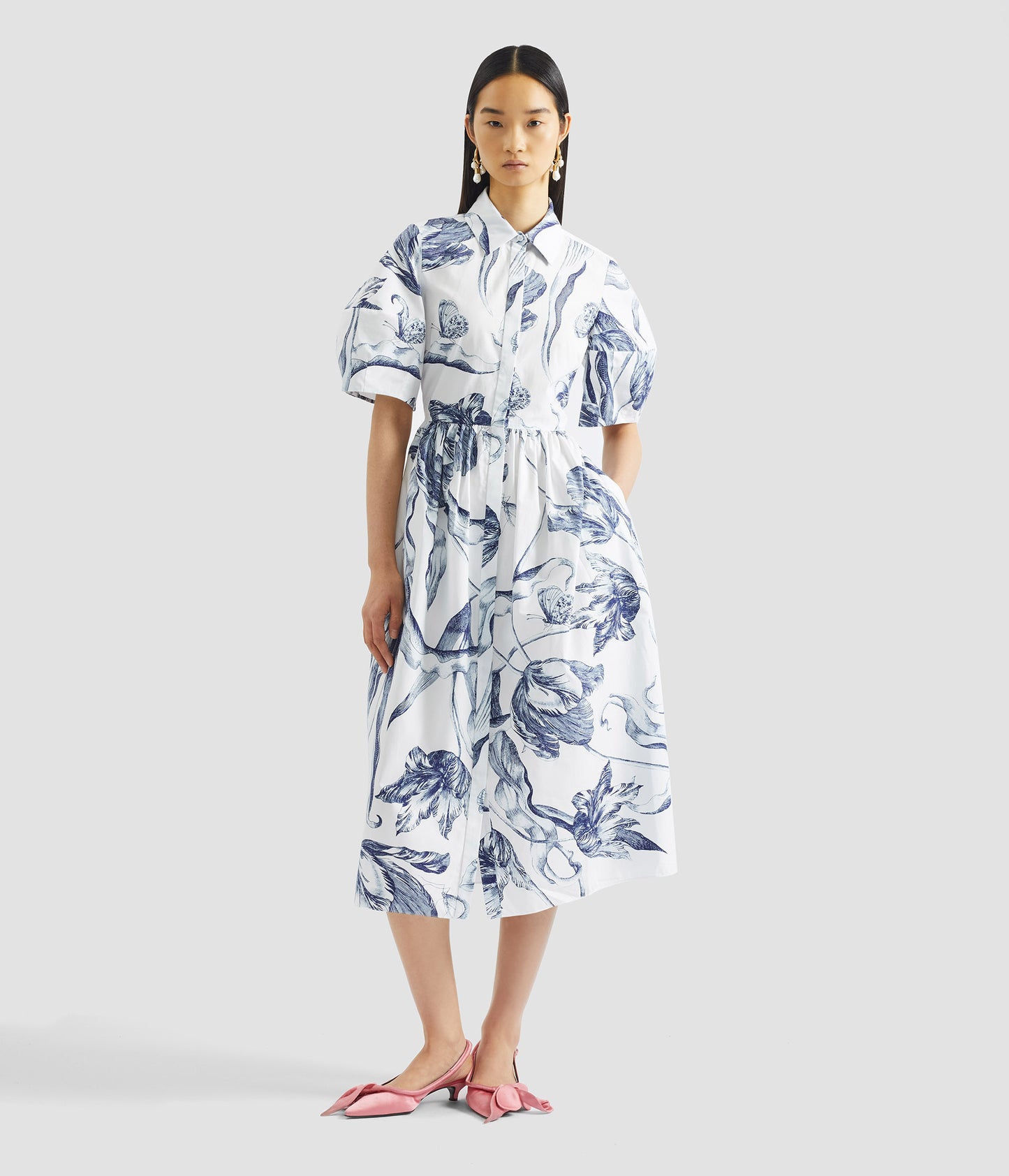 Floral Print Short Sleeve Shirt Dress