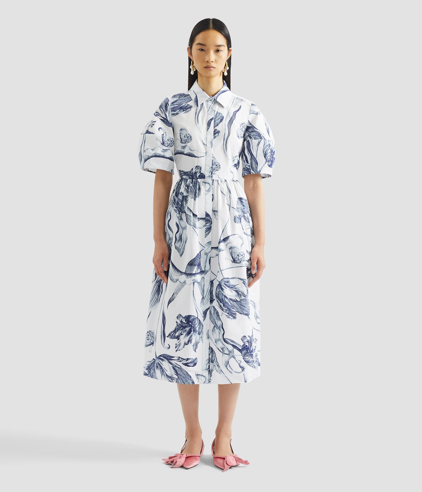 Floral Print Short Sleeve Shirt Dress