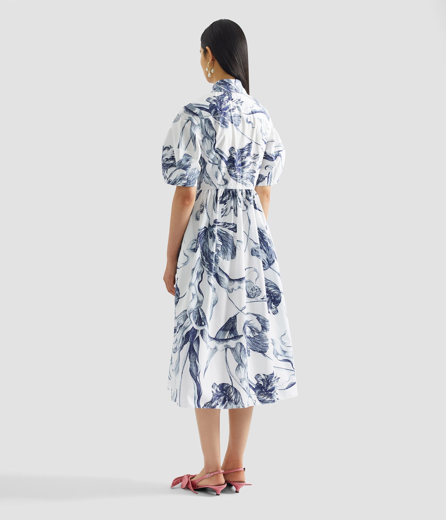 Floral Print Short Sleeve Shirt Dress
