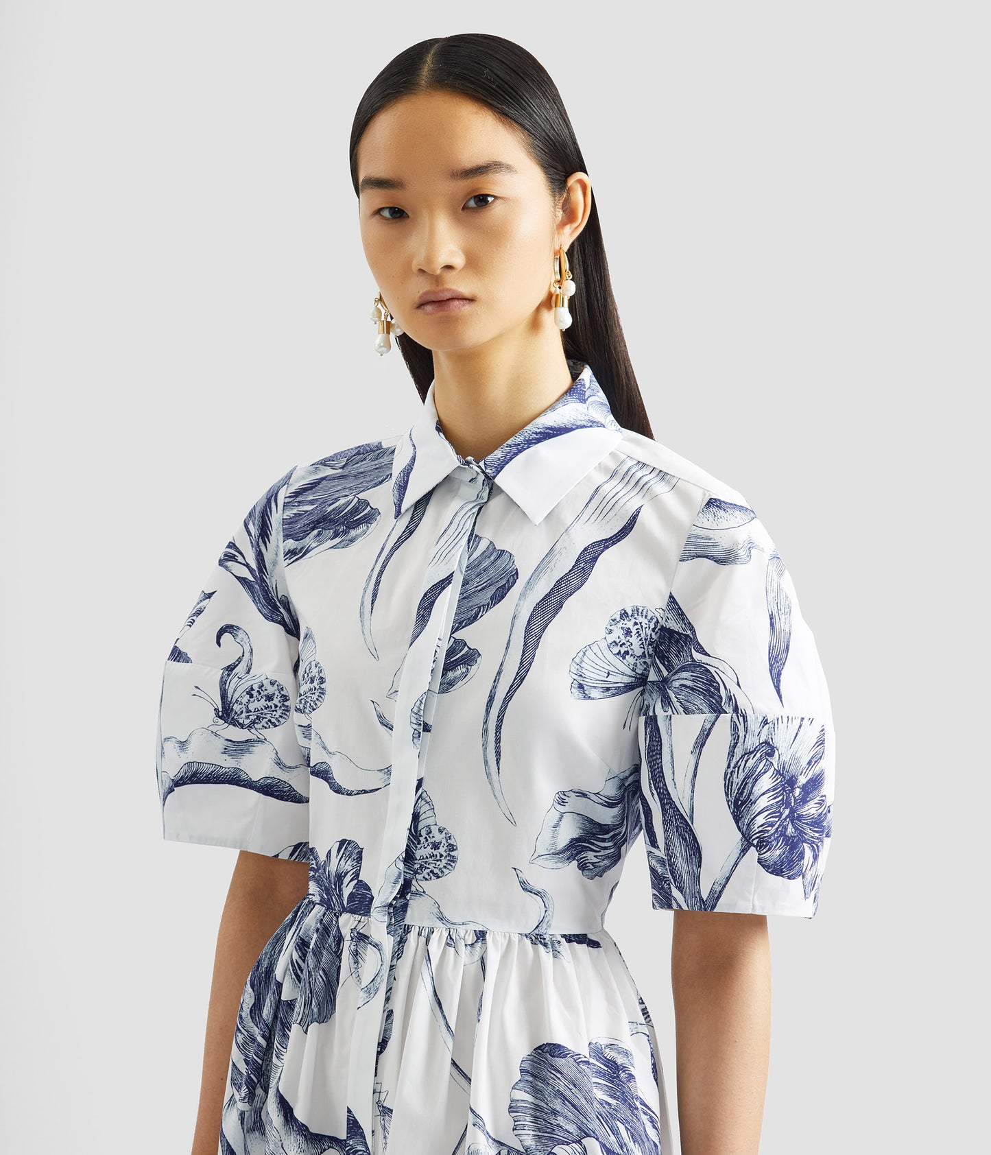 Floral Print Short Sleeve Shirt Dress